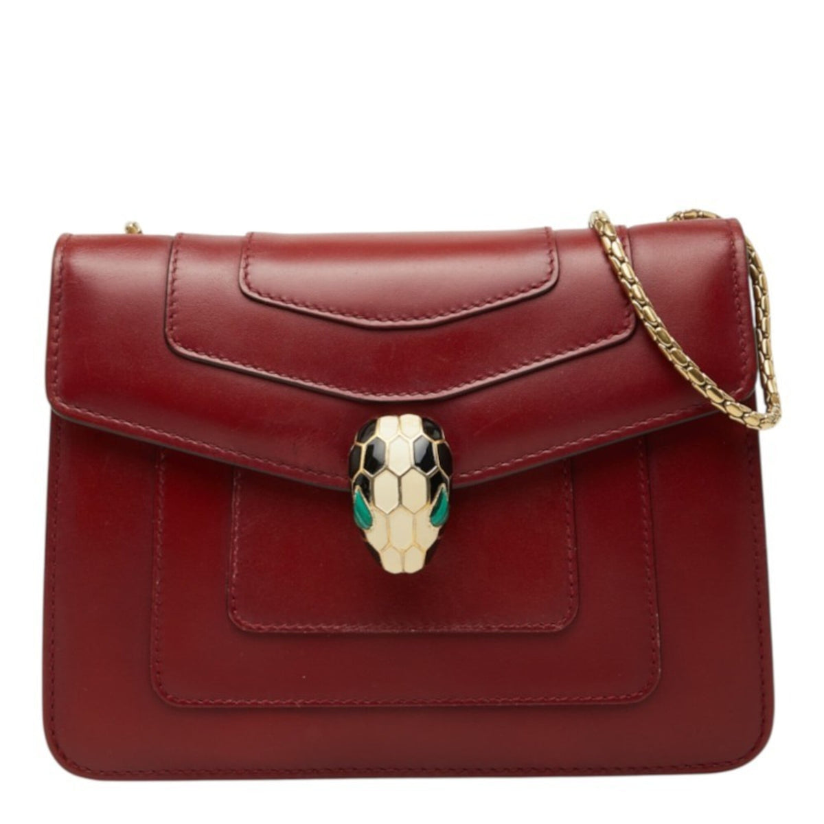Bvlgari Red Color Wine Leather Shoulder Bag (Pre-Owned)