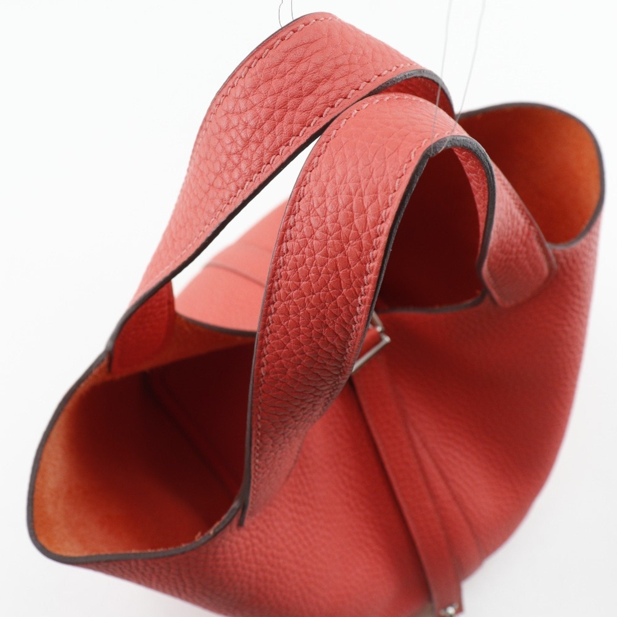 Hermes Pink Red Color Taurillon Clemence Leather Handbag (Pre-Owned)