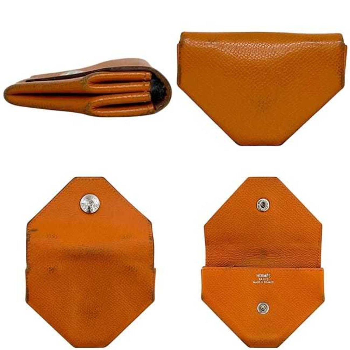 Hermes Orange Leather Epsom Leather Coin Purse/Coin Case (Pre-Owned)