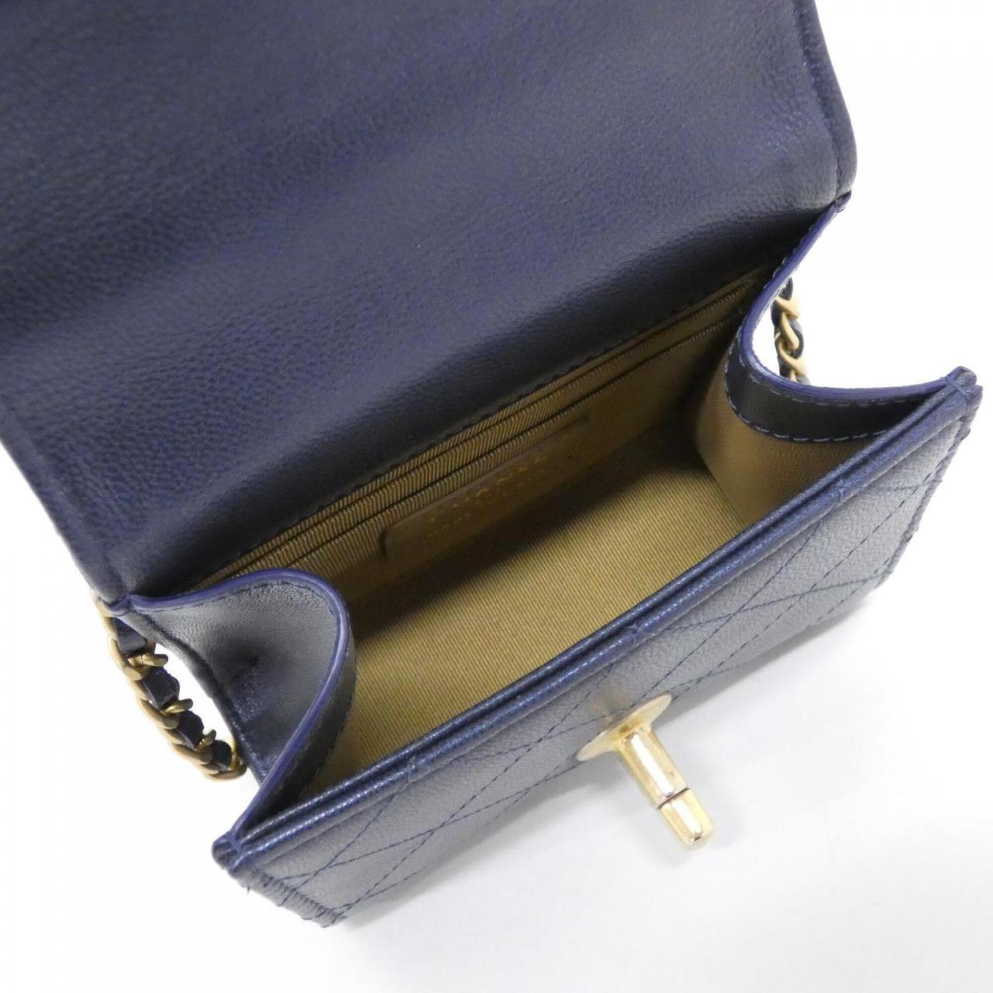 Chanel Navy Leather Shoulder Bag (Pre-Owned)