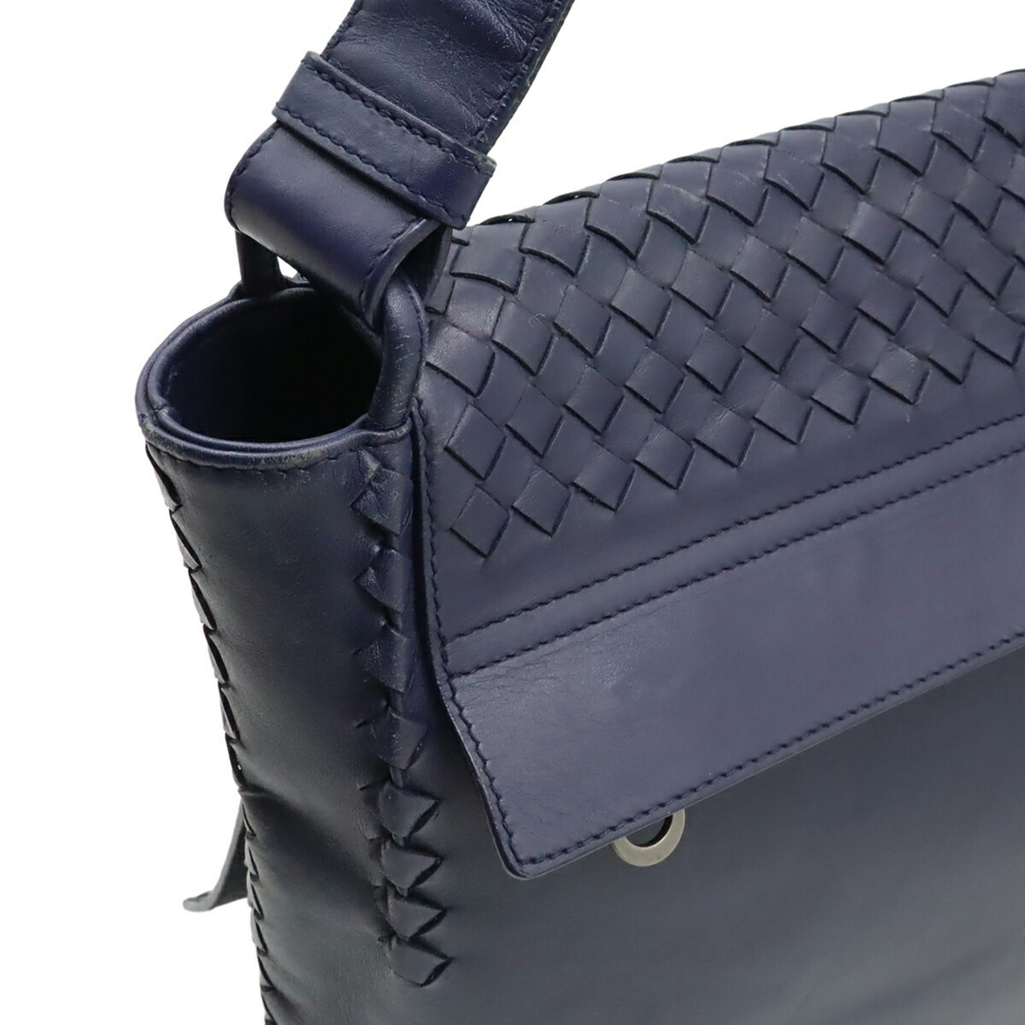 Bottega Veneta Dark Purple Intrecciato Handbag Shoulder Bag (Pre-Owned)