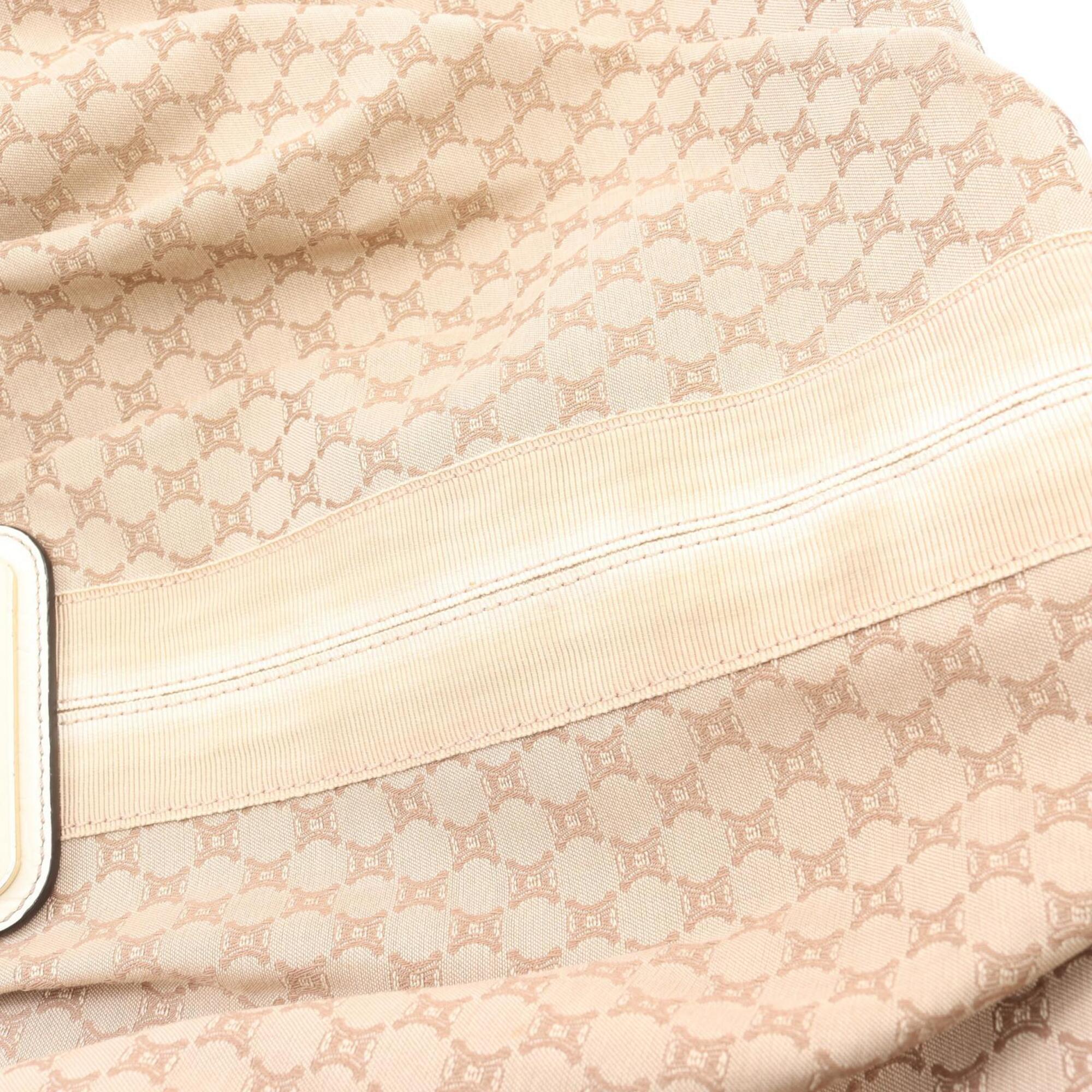Celine Beige White Canvas Leather Handbag Shoulder Bag (Pre-Owned)