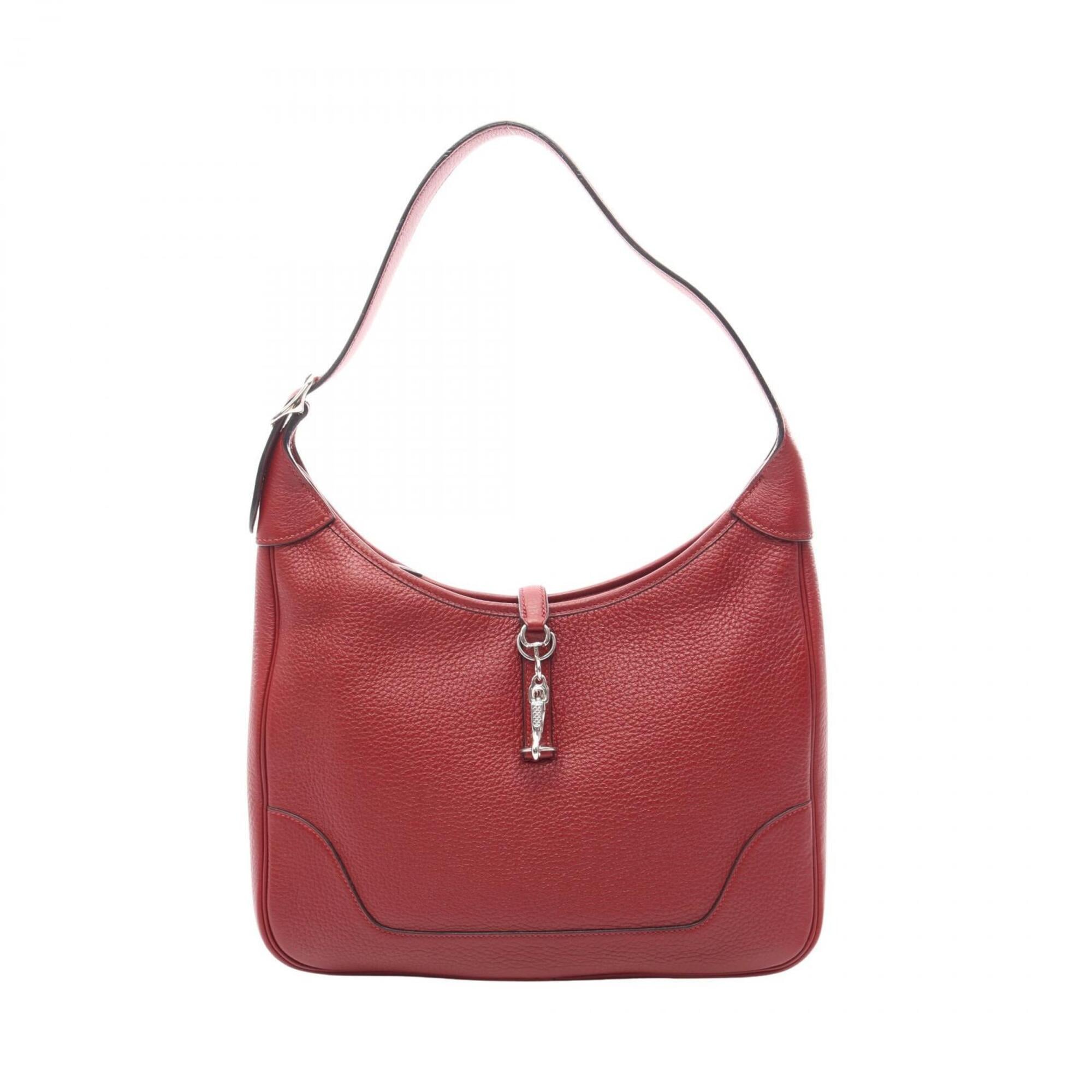 Hermes Red Color Rouge Garance Taurillon Clemence Leather Handbag Shoulder Bag (Pre-Owned)