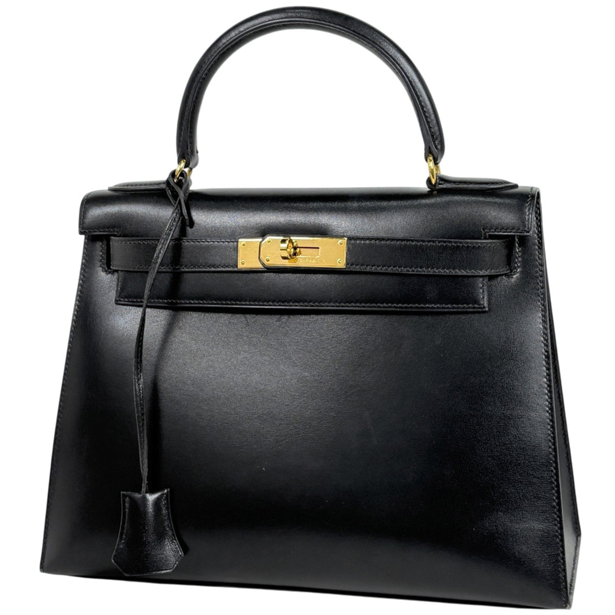 Hermes Black Box Calf Leather Handbag (Pre-Owned)