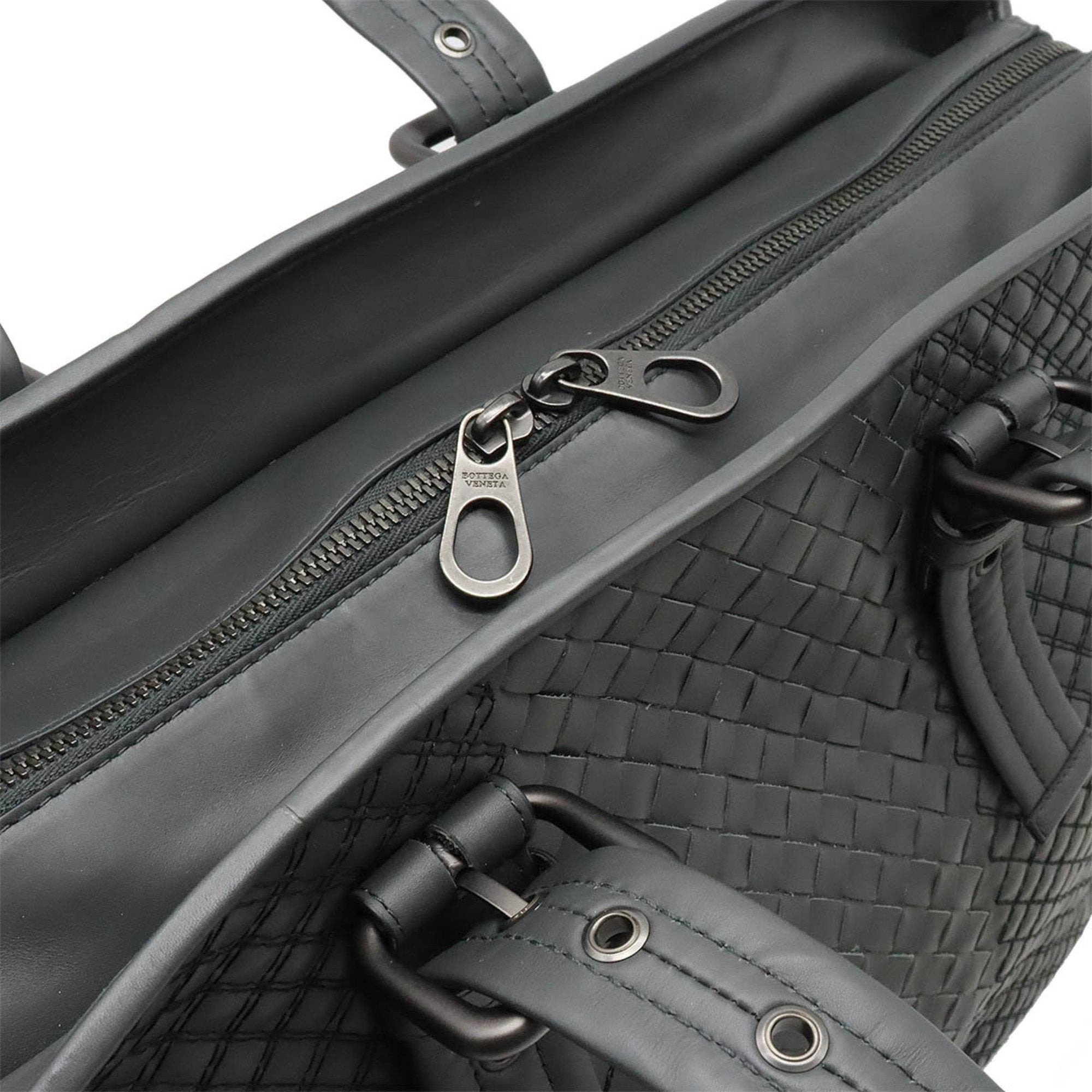 Bottega Veneta Intreccio Gray Leather Tote Bag (Pre-Owned)