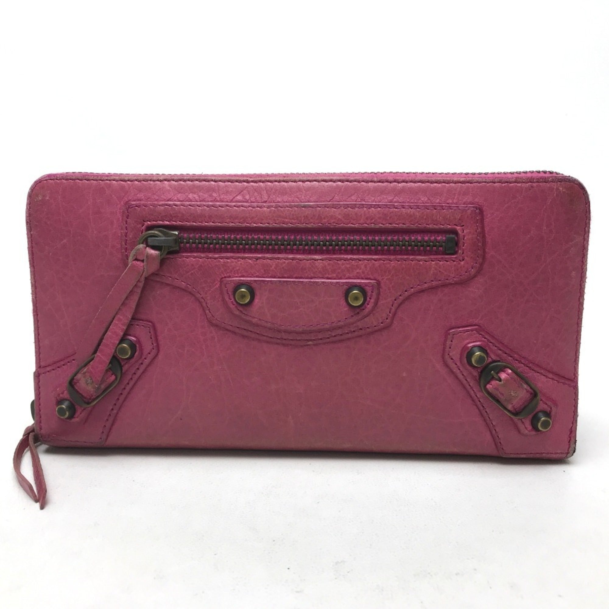 Balenciaga Pink Leather Long Wallet (Bi-Fold) (Pre-Owned)