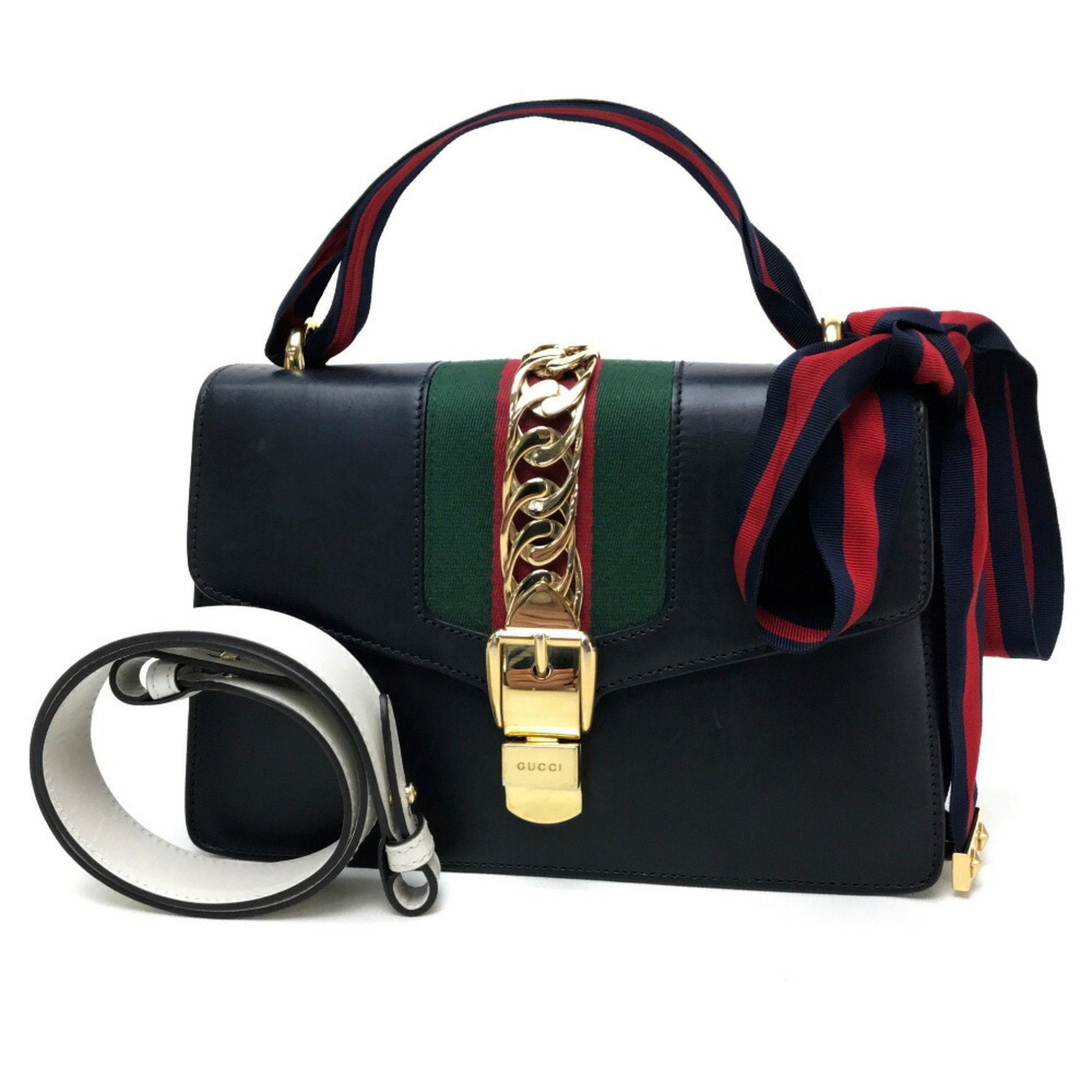 Gucci Black Leather Handbag Shoulder Bag (Pre-Owned)