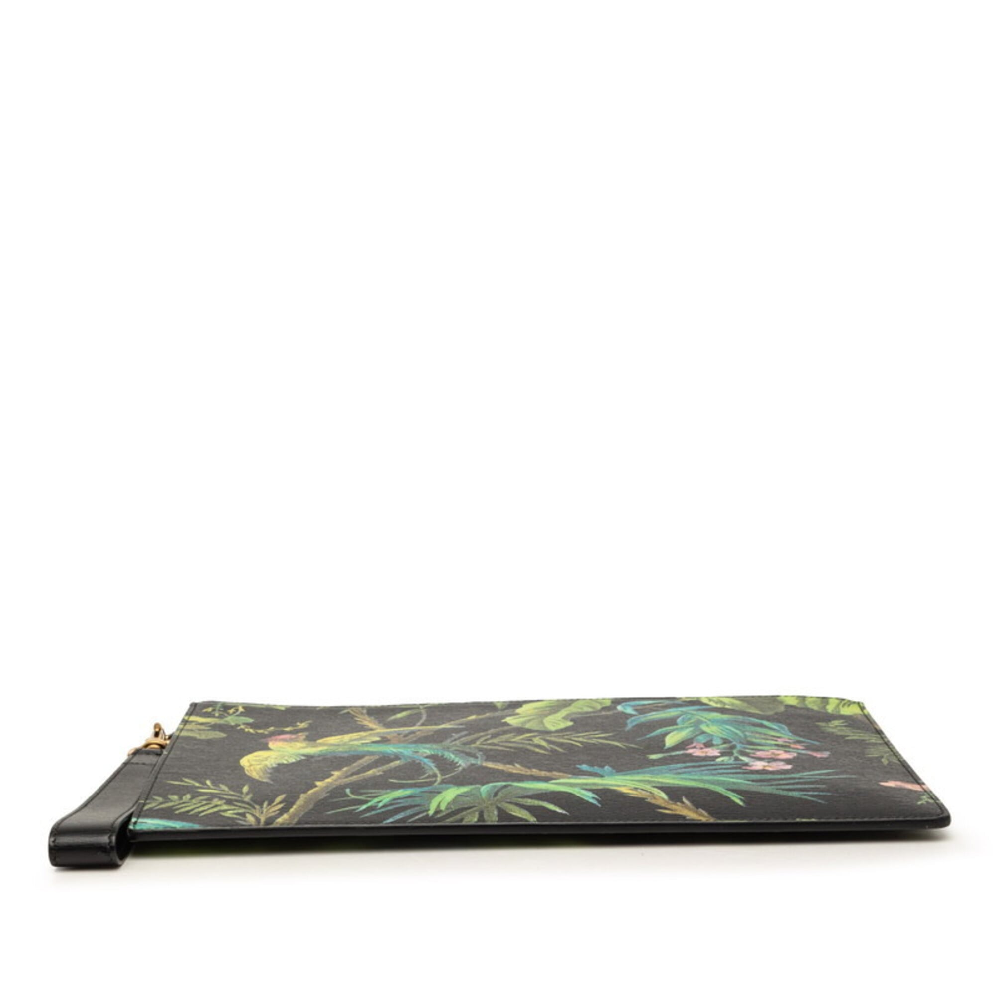Gucci Black Green Leather Clutch Bag (Pre-Owned)