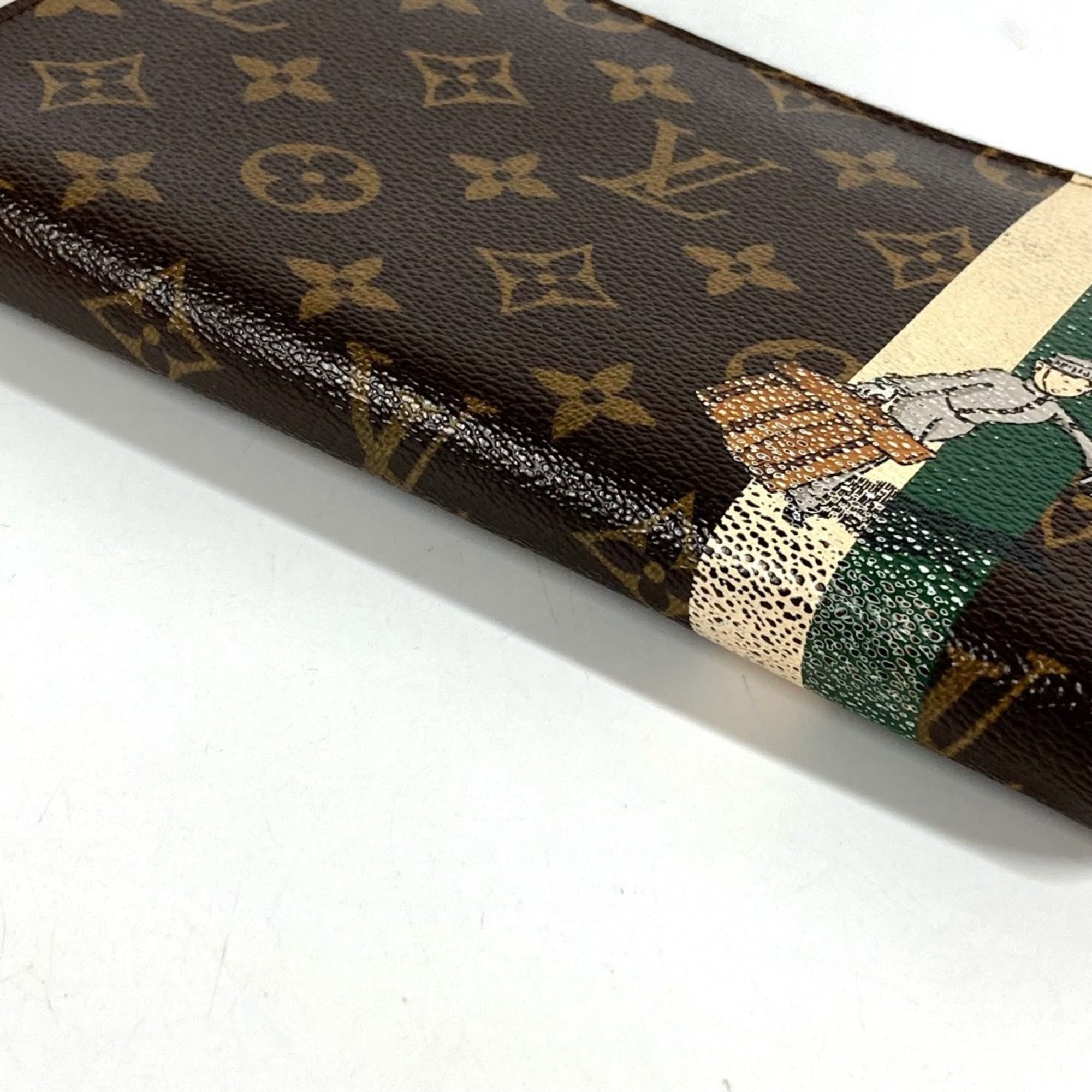 Louis Vuitton Brown Green Monogram Long Wallet (Bi-Fold) (Pre-Owned)