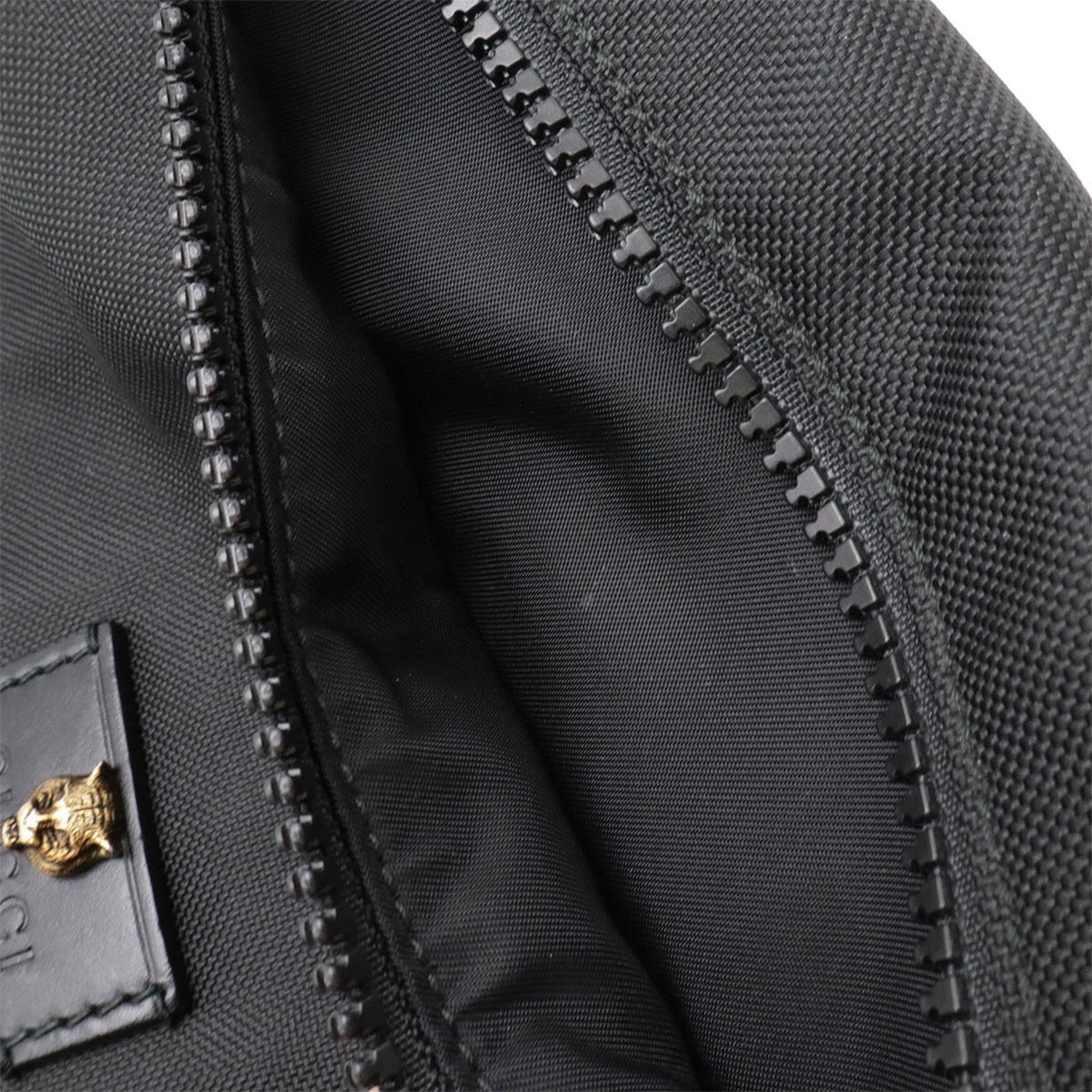 Gucci Black Green Navy Red Color Leather Canvas Backpack (Pre-Owned)