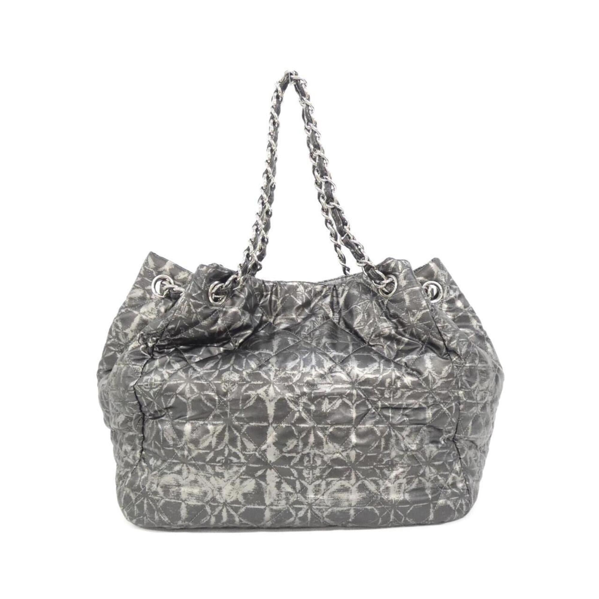 Chanel Black Silver Polyester Handbag (Pre-Owned)