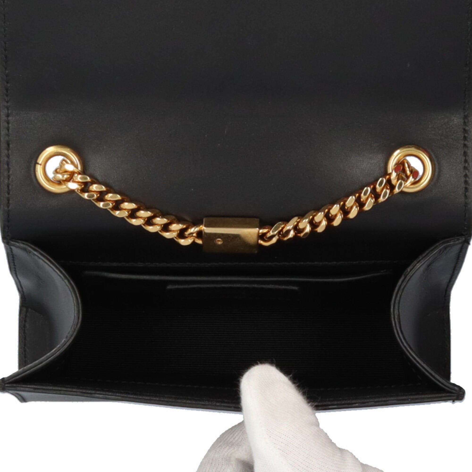 Saint Laurent Black Red Color Leather Shoulder Bag (Pre-Owned)
