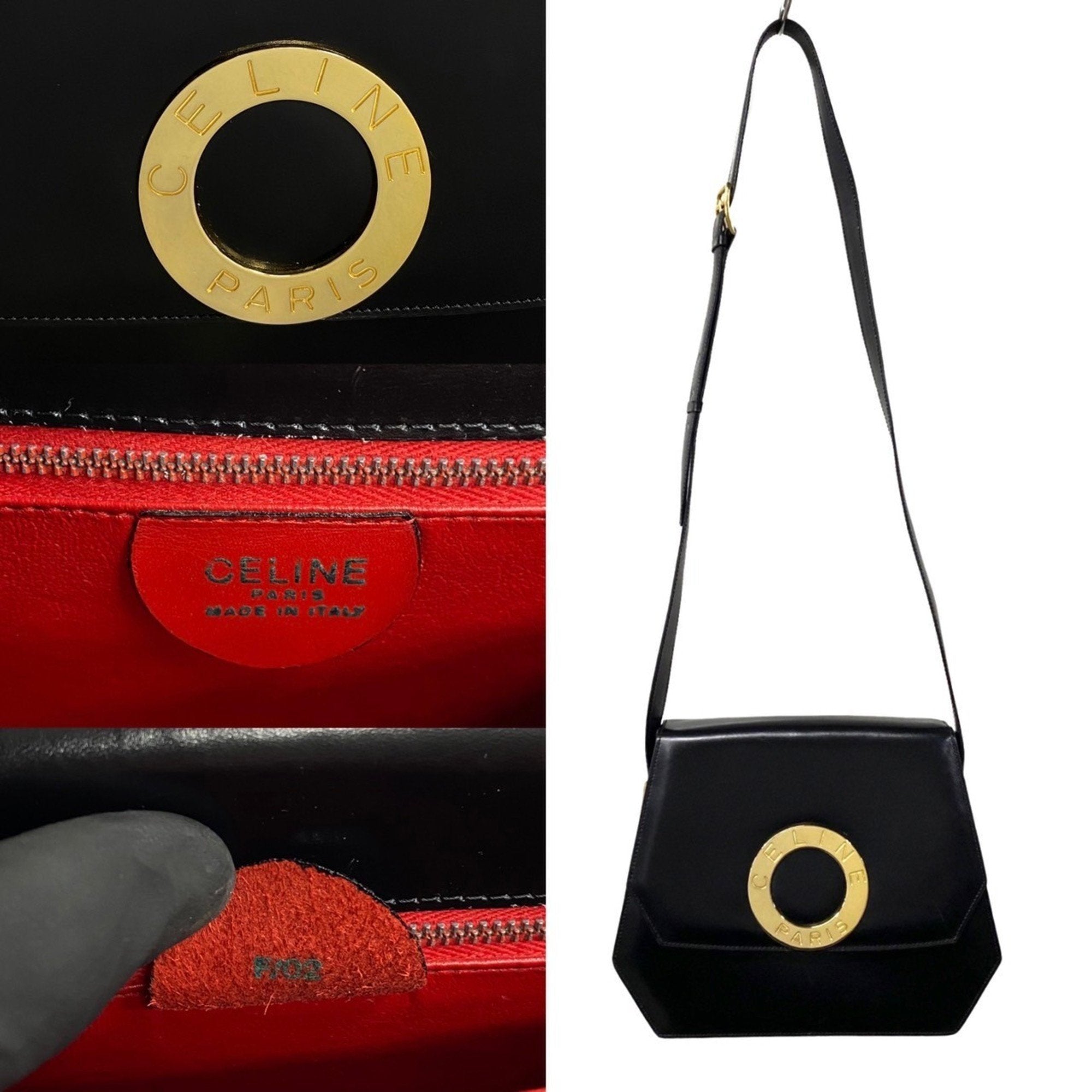 Celine Black Leather Pochette Shoulder Bag (Pre-Owned)