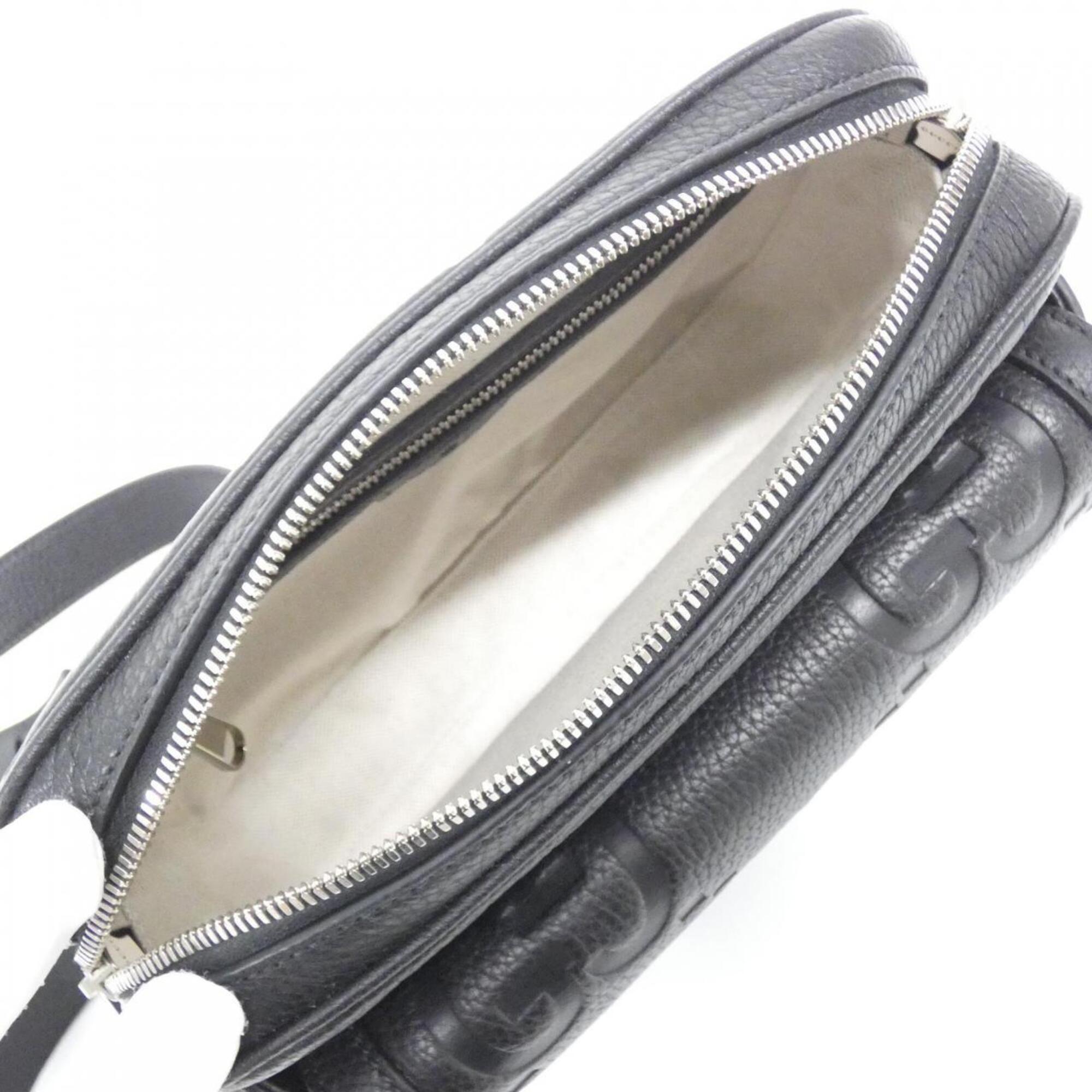 Gucci Black Gg Leather Shoulder Bag (Pre-Owned)