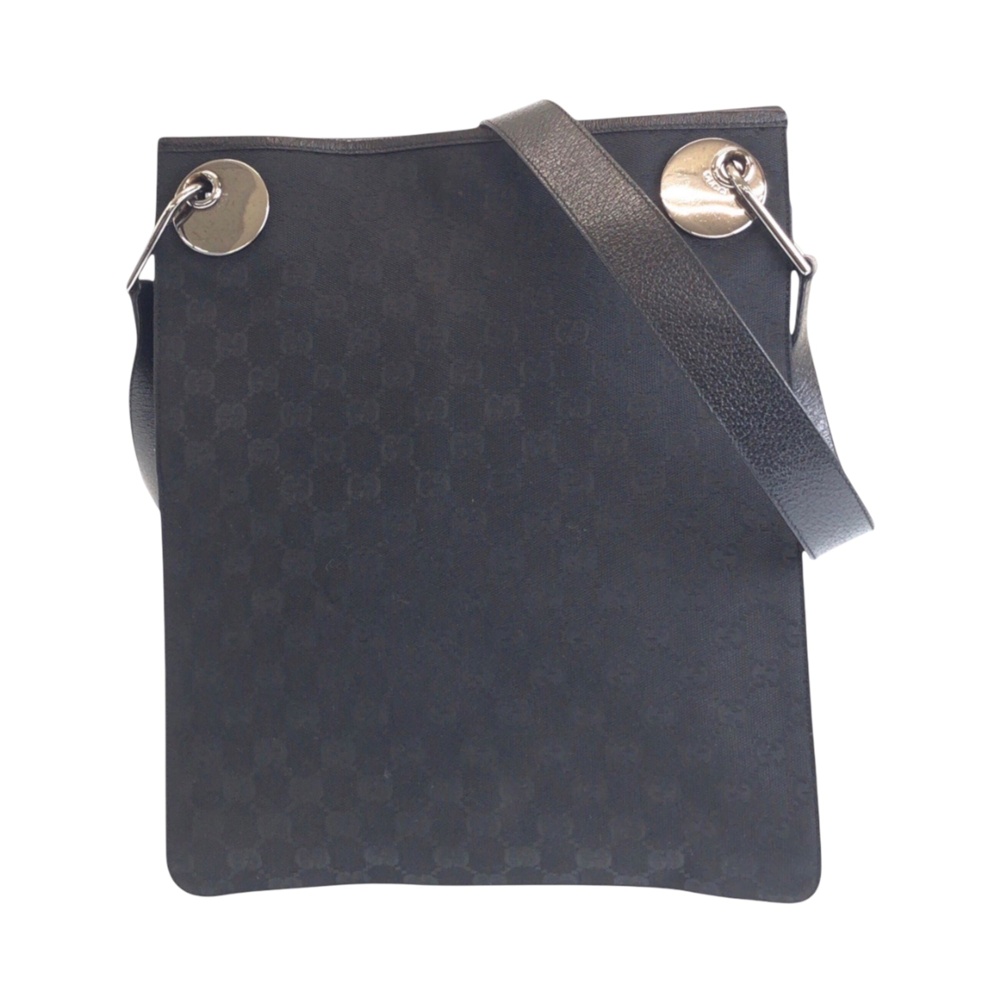 Gucci Black Gg Canvas Leather Pochette Shoulder Bag (Pre-Owned)