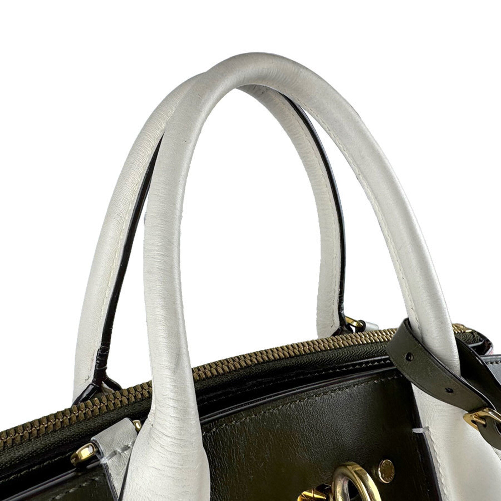 Louis Vuitton Khaki Pink White Leather Handbag Shoulder Bag (Pre-Owned)