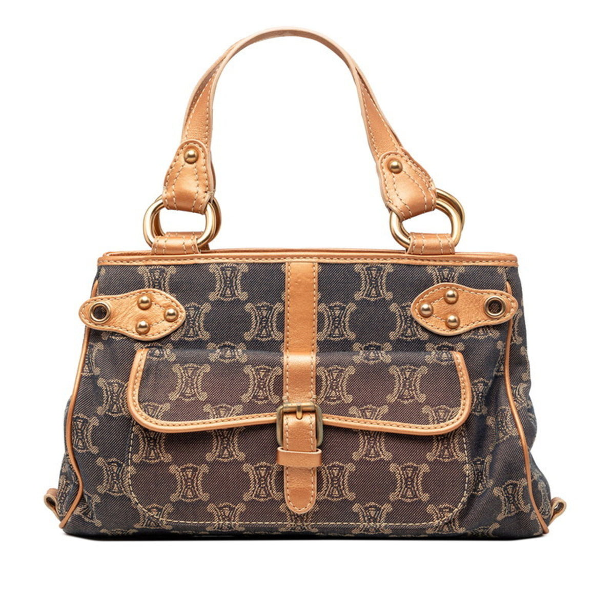 Celine Navy Orange Denim Leather Handbag (Pre-Owned)