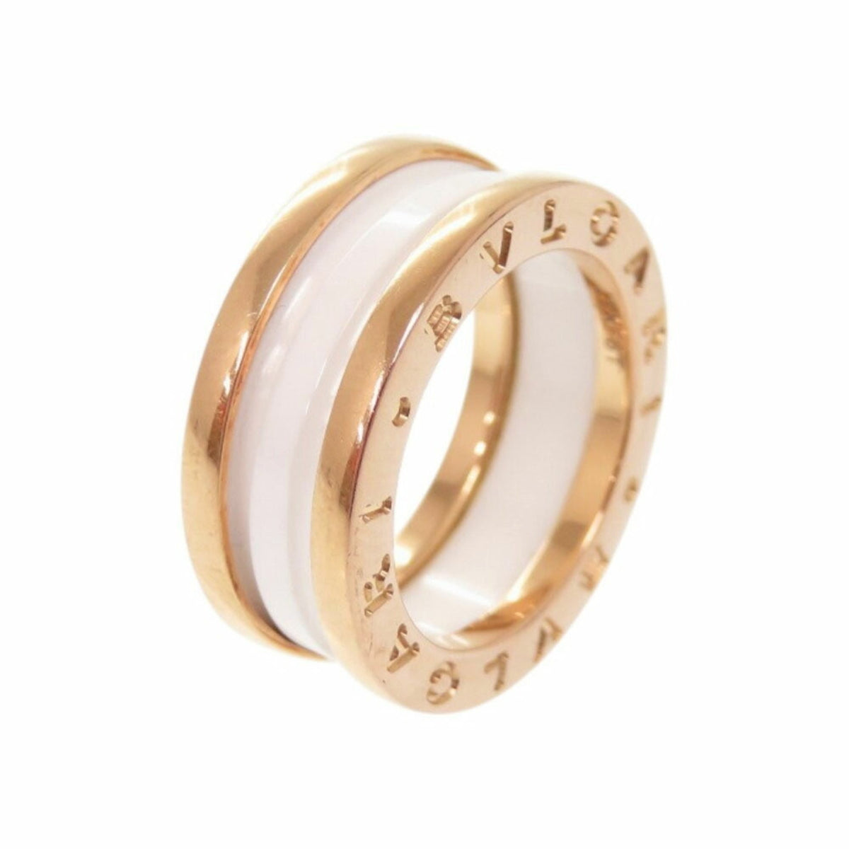 Bvlgari Pink Gold White Pink Gold (18K) Ceramic Band Ring (Pre-Owned)