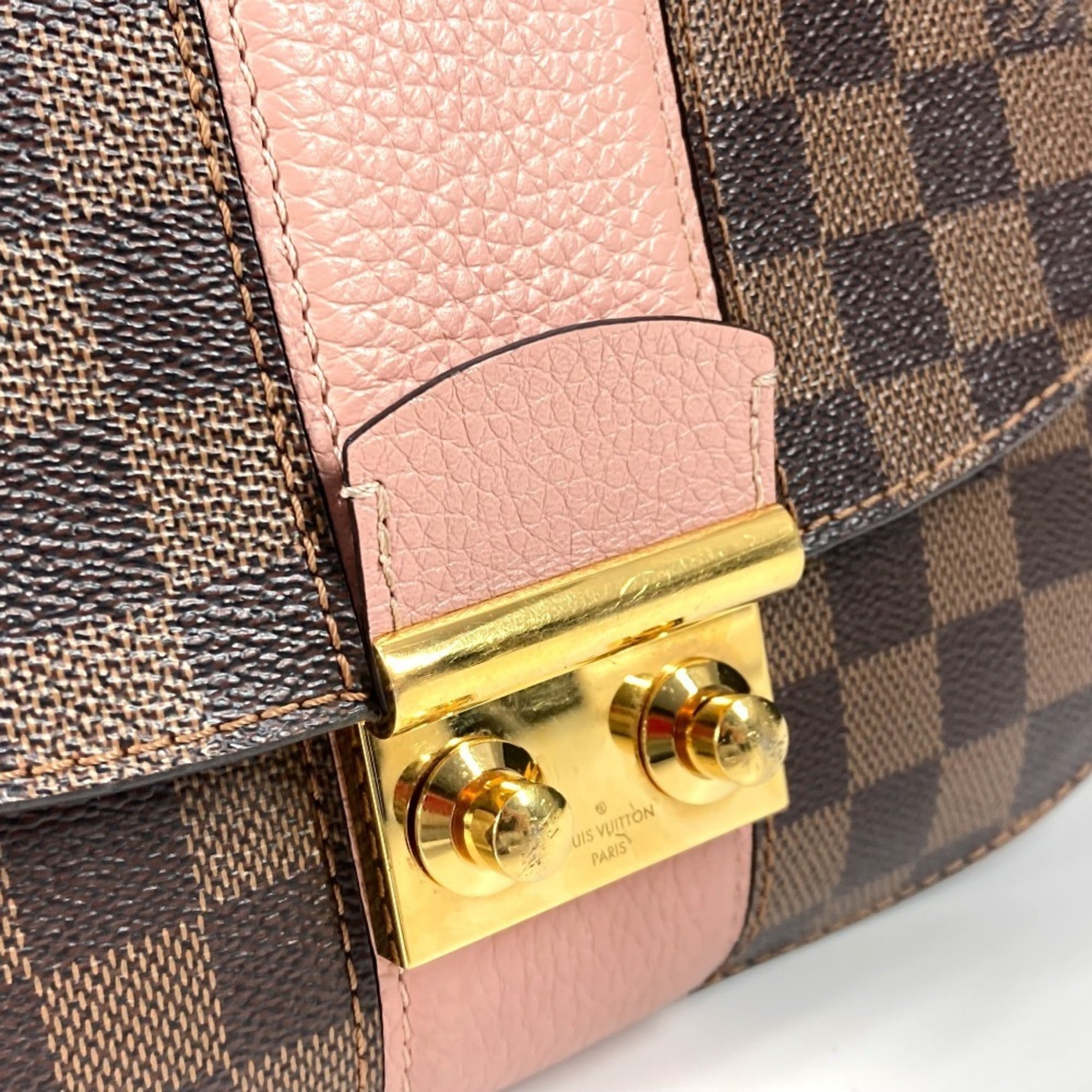 Louis Vuitton Brown Pink Damier Canvas Pochette Shoulder Bag (Pre-Owned)