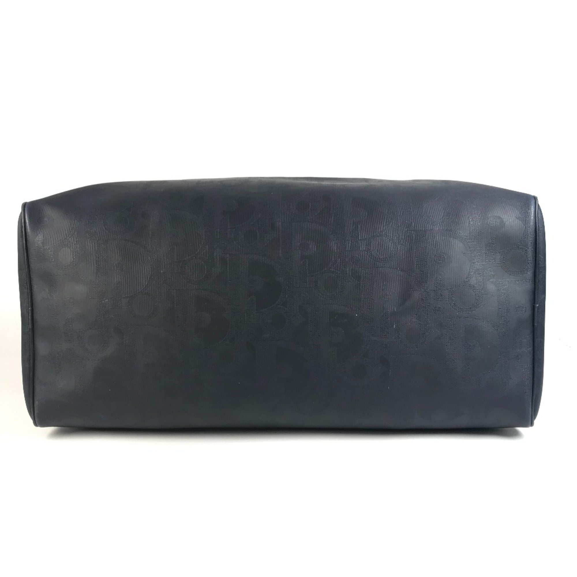 Christian Dior Navy Pvc Leather Boston Bag Handbag (Pre-Owned)