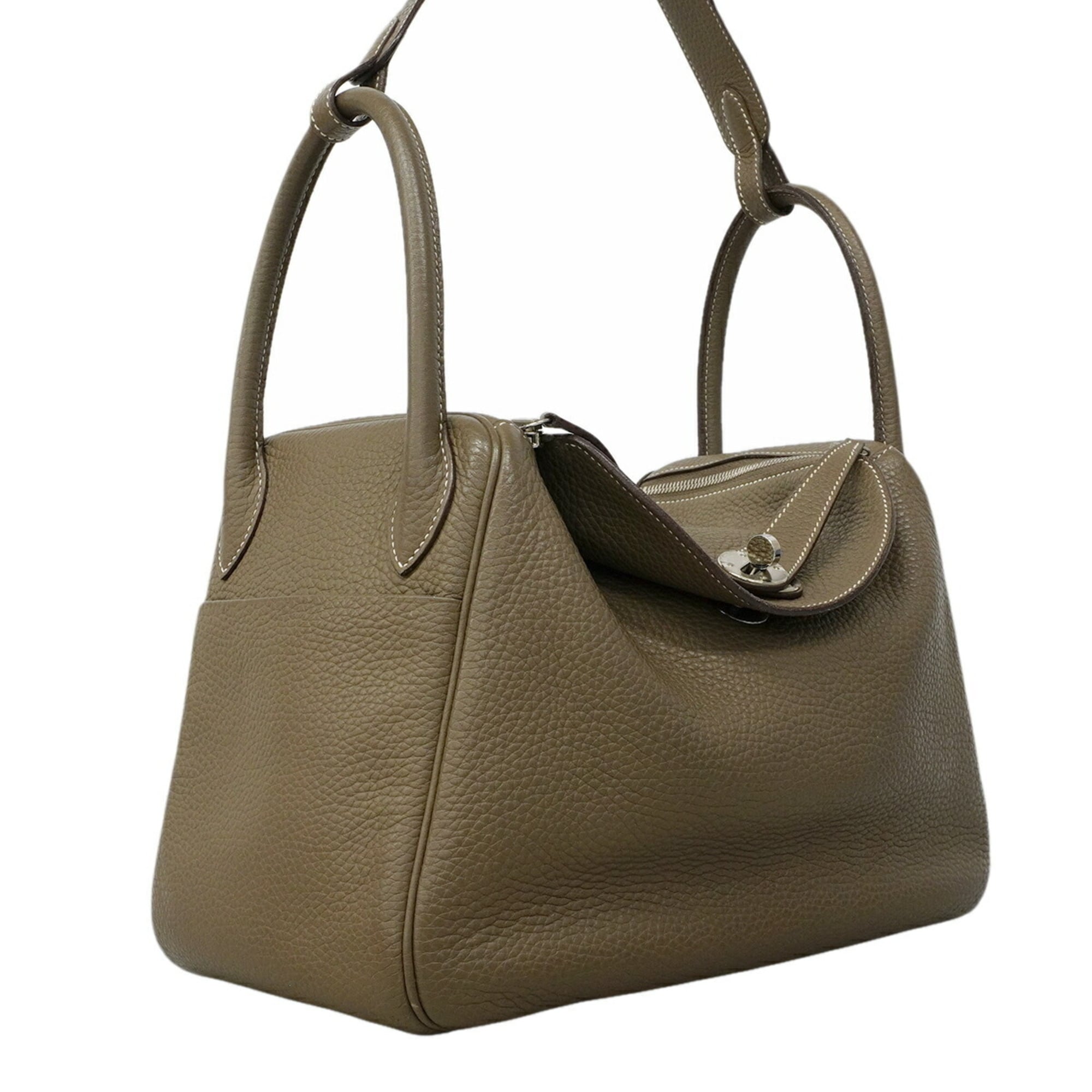 Hermes Etoupe Gray Taurillon Clemence Leather Handbag (Pre-Owned)
