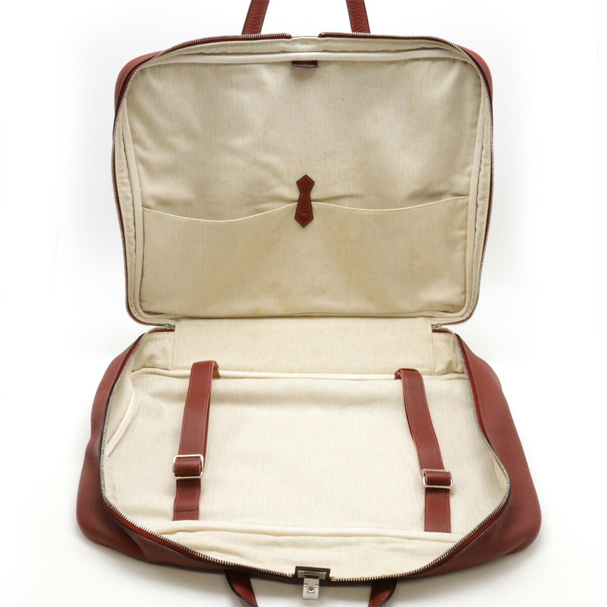 Hermes Rouge H Taurillon Clemence Leather Boston Bag (Pre-Owned)