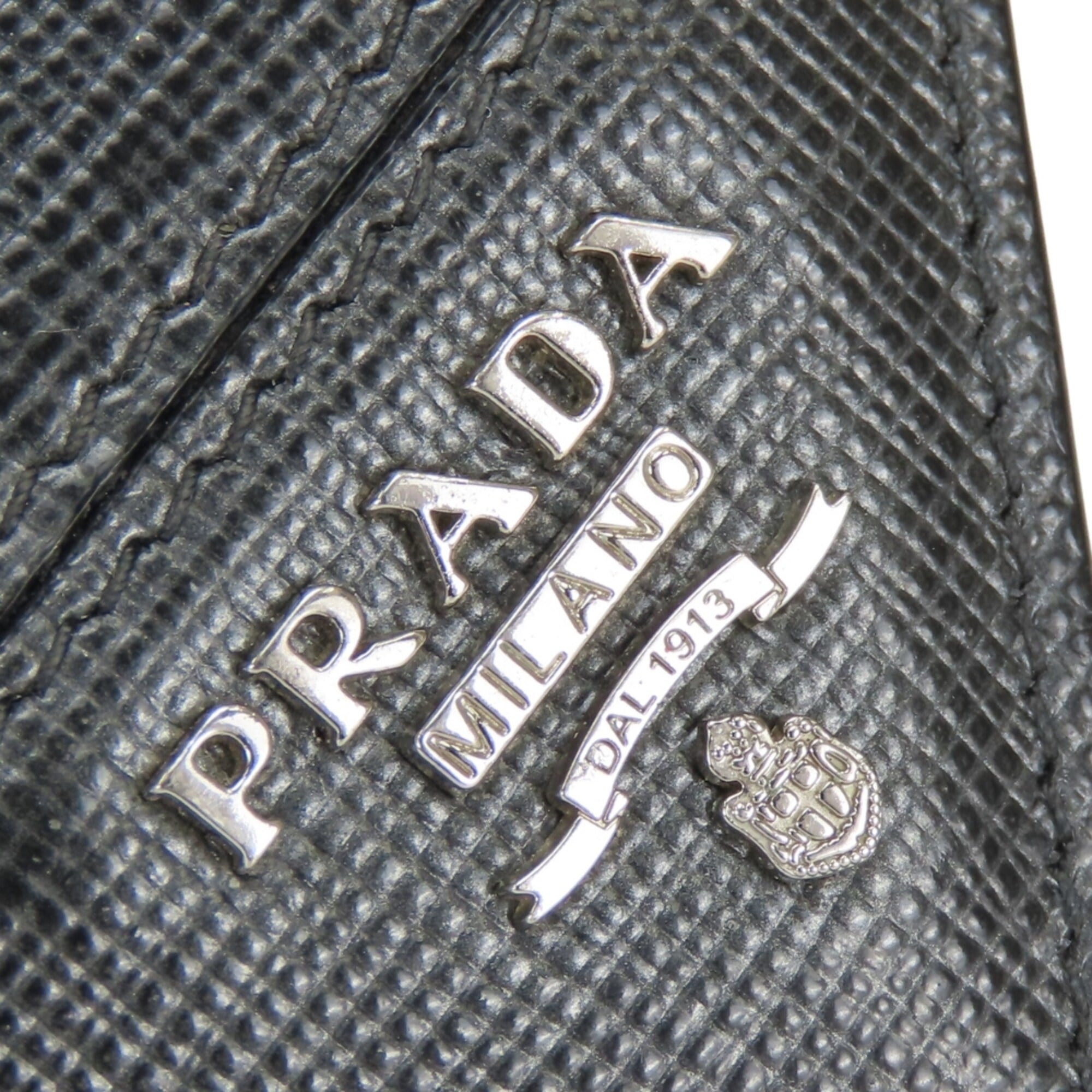Prada Black Metallic Gray Leather Bill Wallet (Bi-Fold) (Pre-Owned)