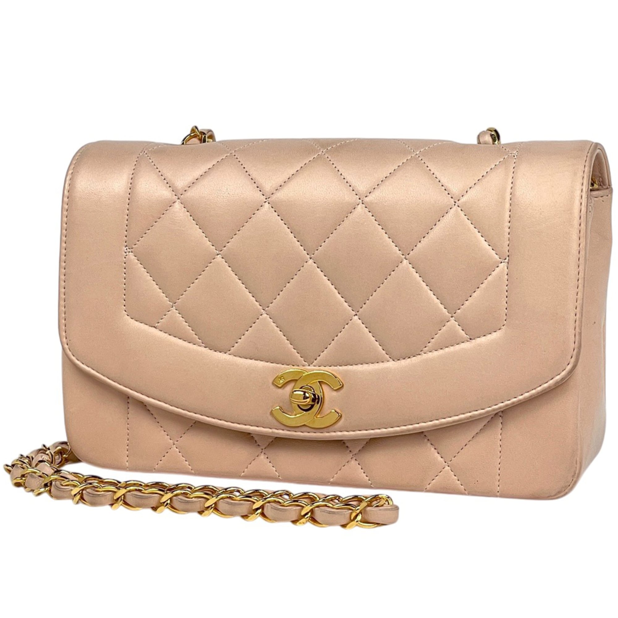 Chanel Pink Beige Leather Shoulder Bag (Pre-Owned)