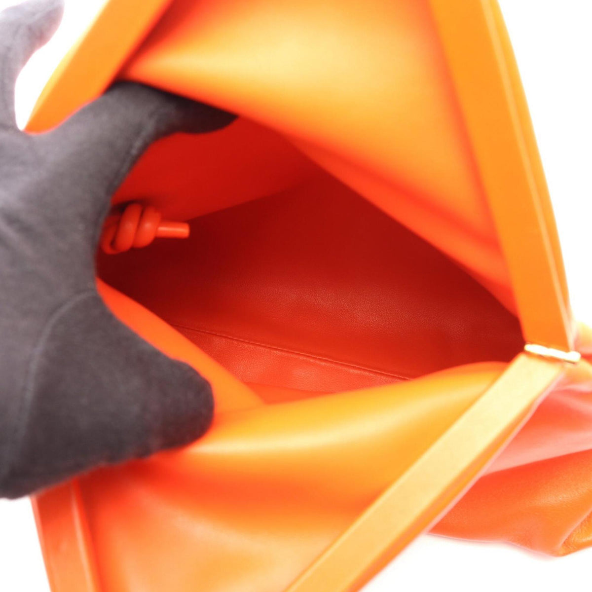 Bottega Veneta Orange Leather Clutch Bag Handbag (Pre-Owned)