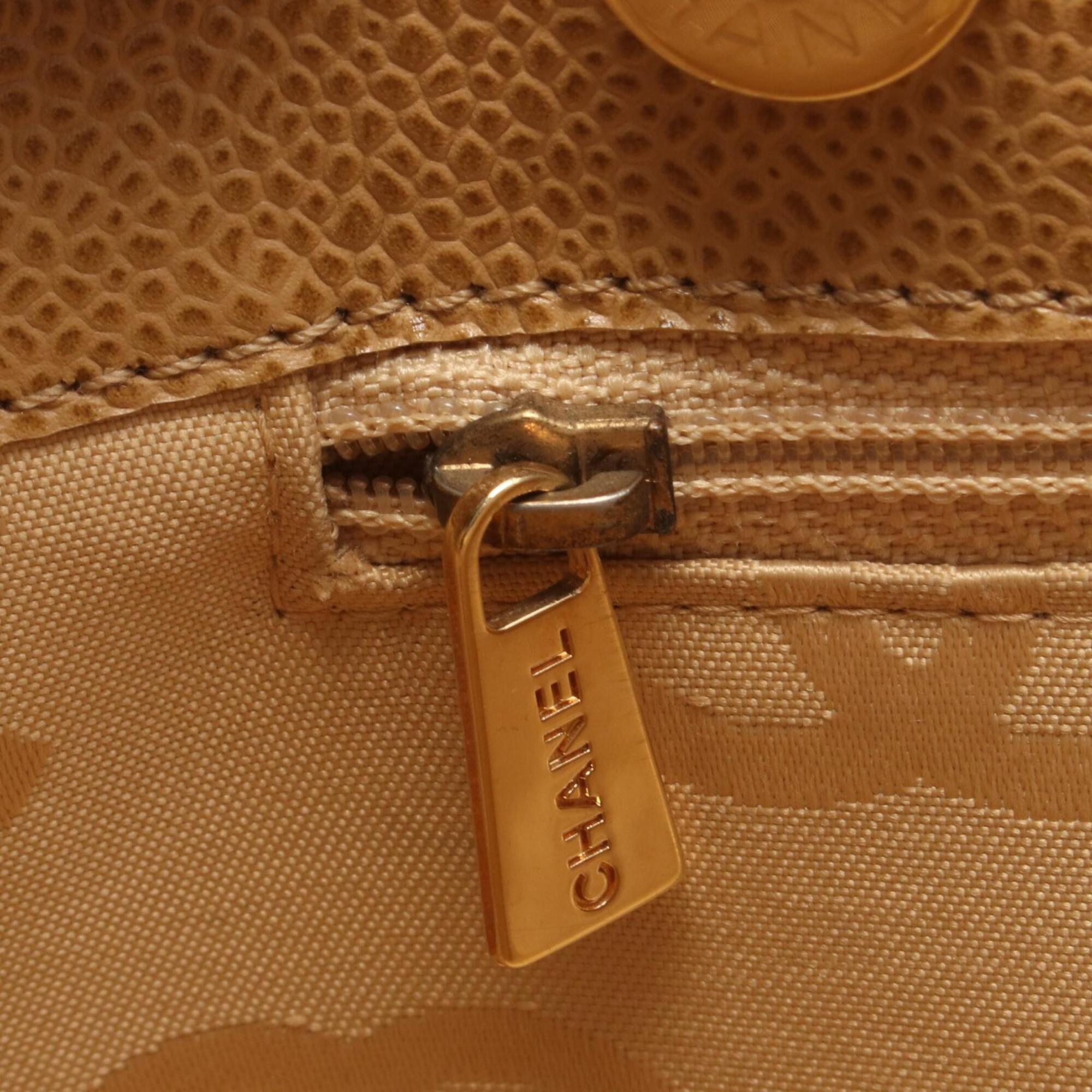 Chanel Beige Grained Calfskin Handbag Tote Bag (Pre-Owned)