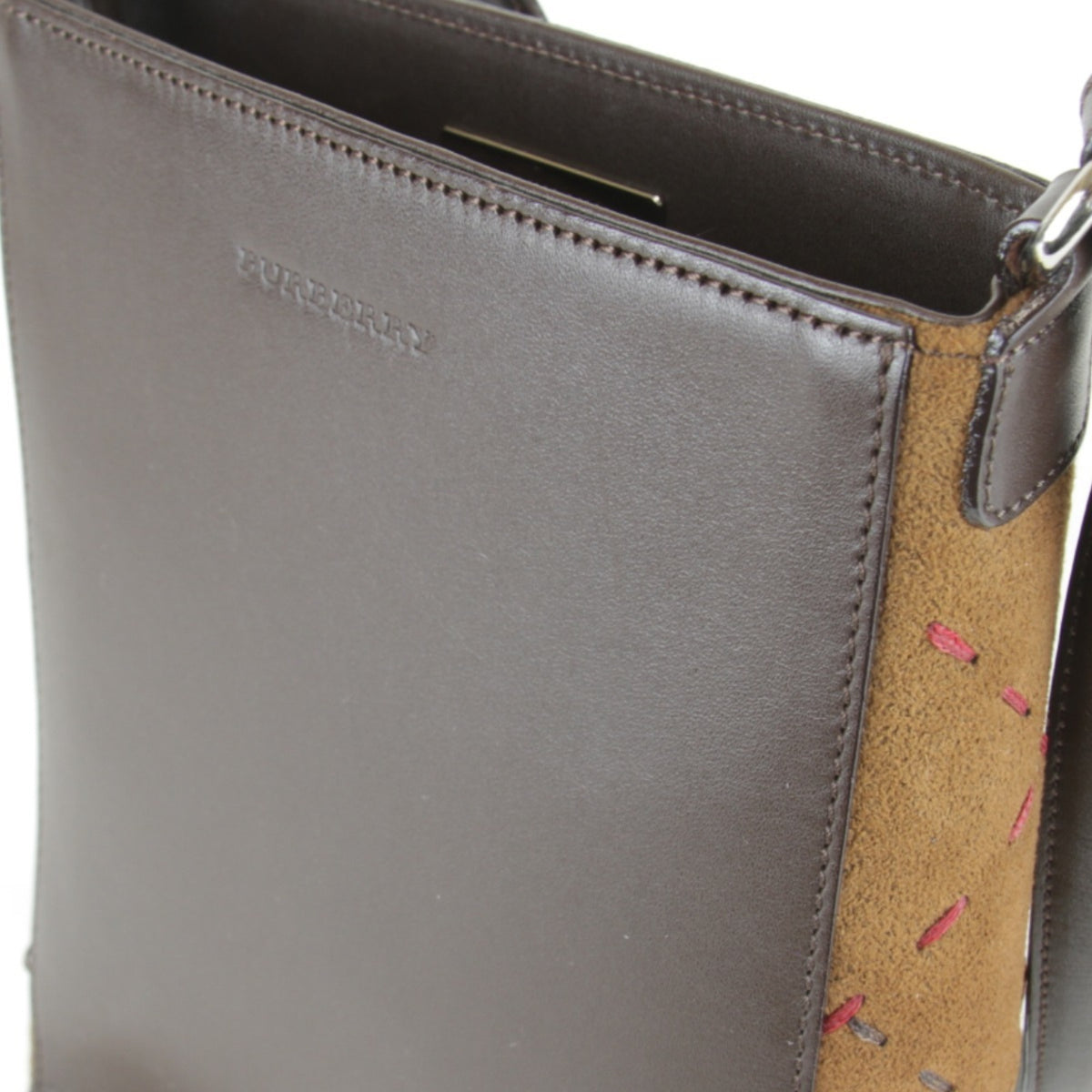Burberry Brown Leather Suede Shoulder Bag (Pre-Owned)