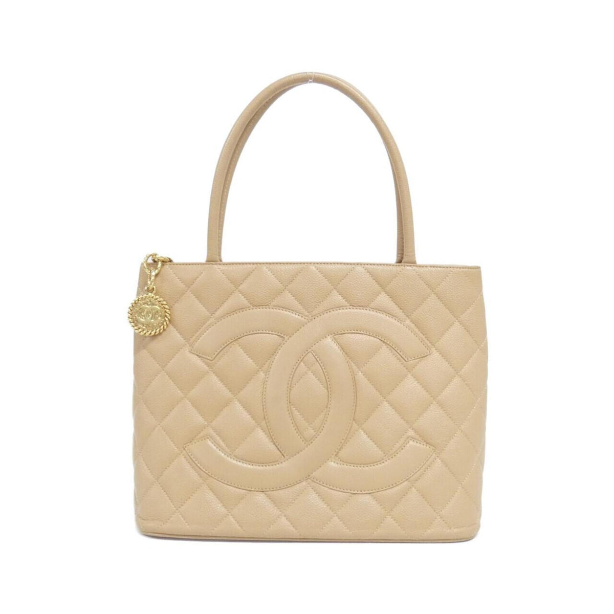 Chanel Beige Grained Calfskin Handbag (Pre-Owned)