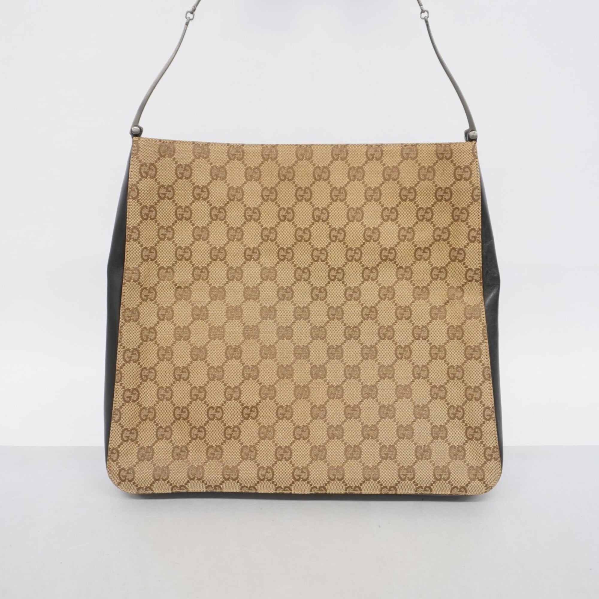 Gucci Black Brown Canvas Shoulder Bag (Pre-Owned)
