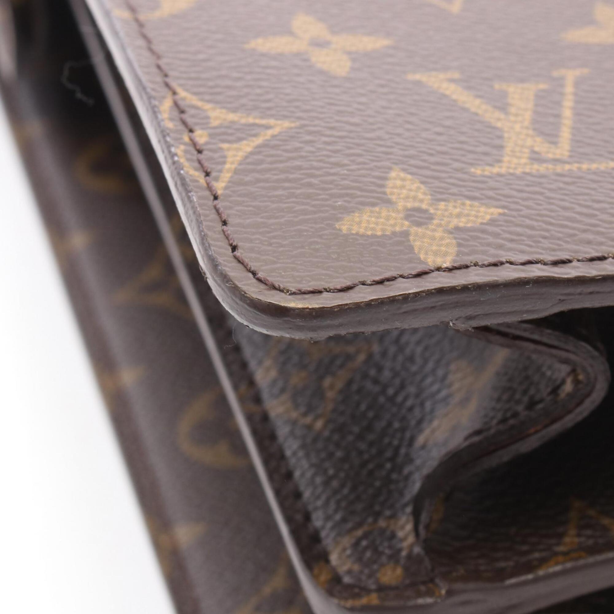 Louis Vuitton Brown Monogram Coated Canvas Monogram Leather Briefcase Handbag (Pre-Owned)