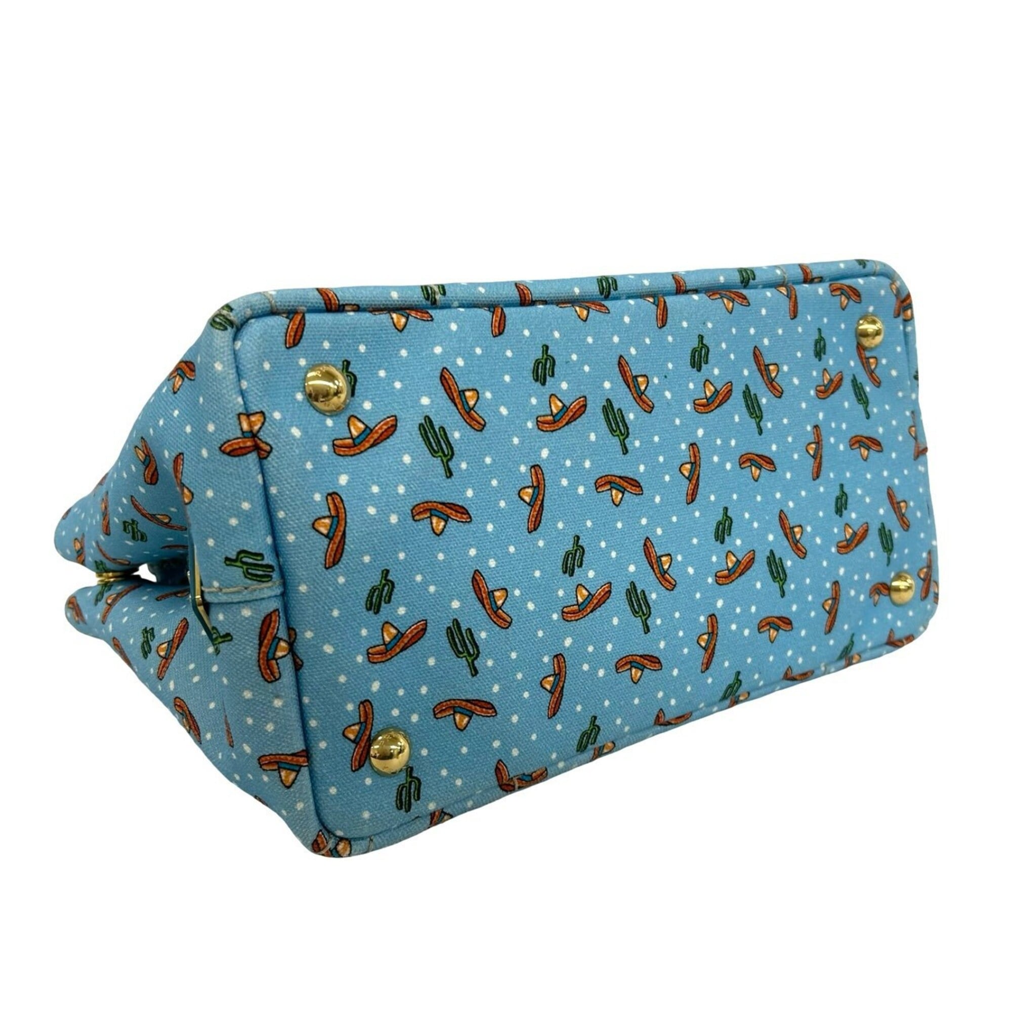 Prada Blue Canvas Handbag Shoulder Bag Tote Bag (Pre-Owned)