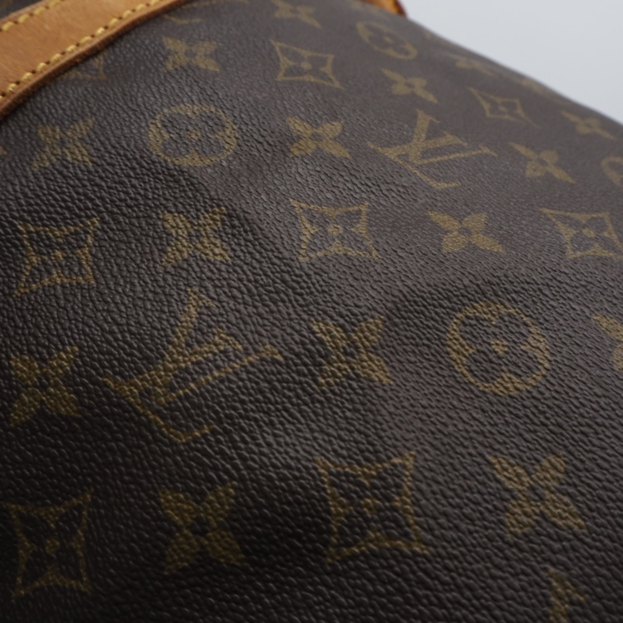 Louis Vuitton Monogram Beige Brown Coated Canvas Leather Boston Bag (Pre-Owned)