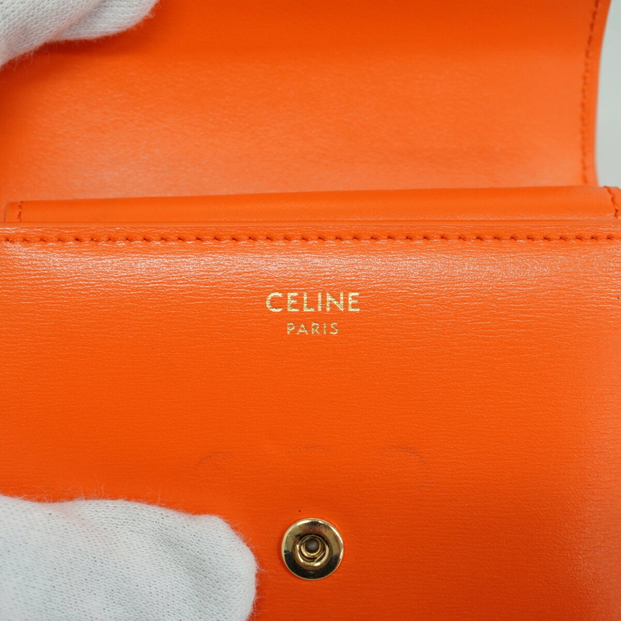 Celine Orange Leather Wallet (Tri-Fold) (Pre-Owned)