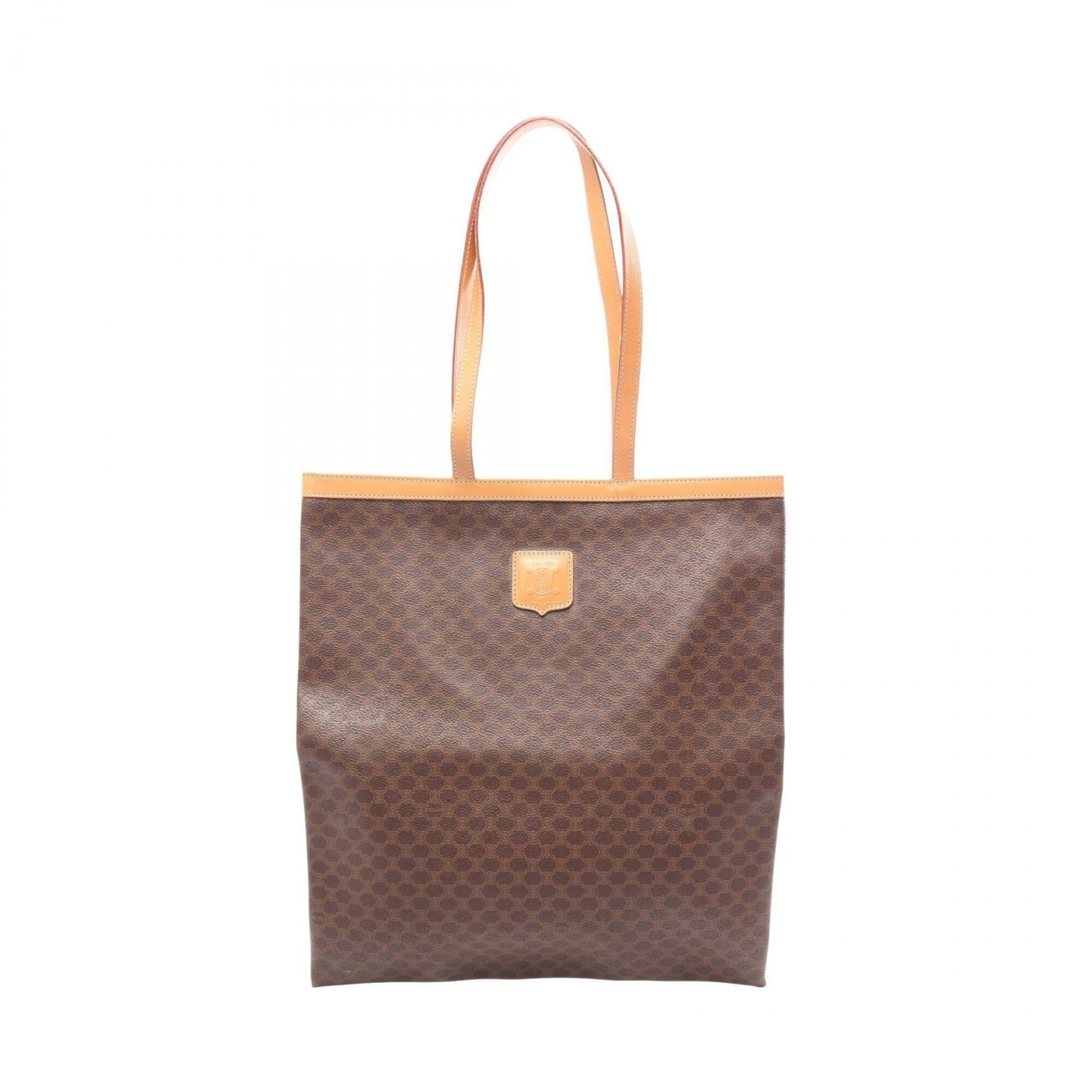 Celine Brown Coated Canvas Leather Handbag Tote Bag (Pre-Owned)