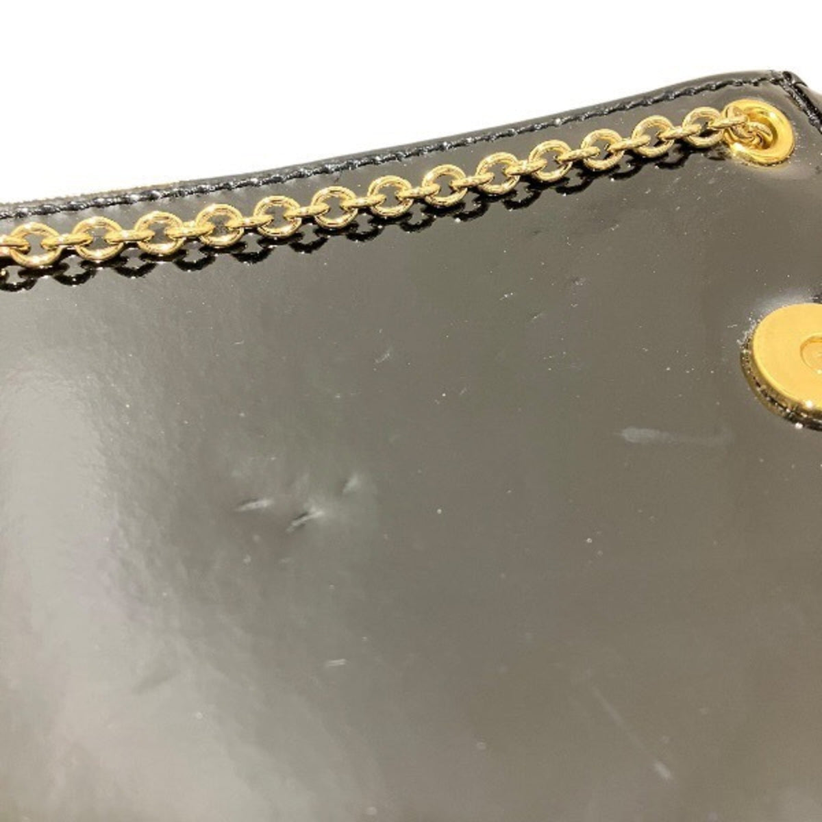 Christian Louboutin Black Red Color Patent Leather Clutch Bag Shoulder Bag (Pre-Owned)