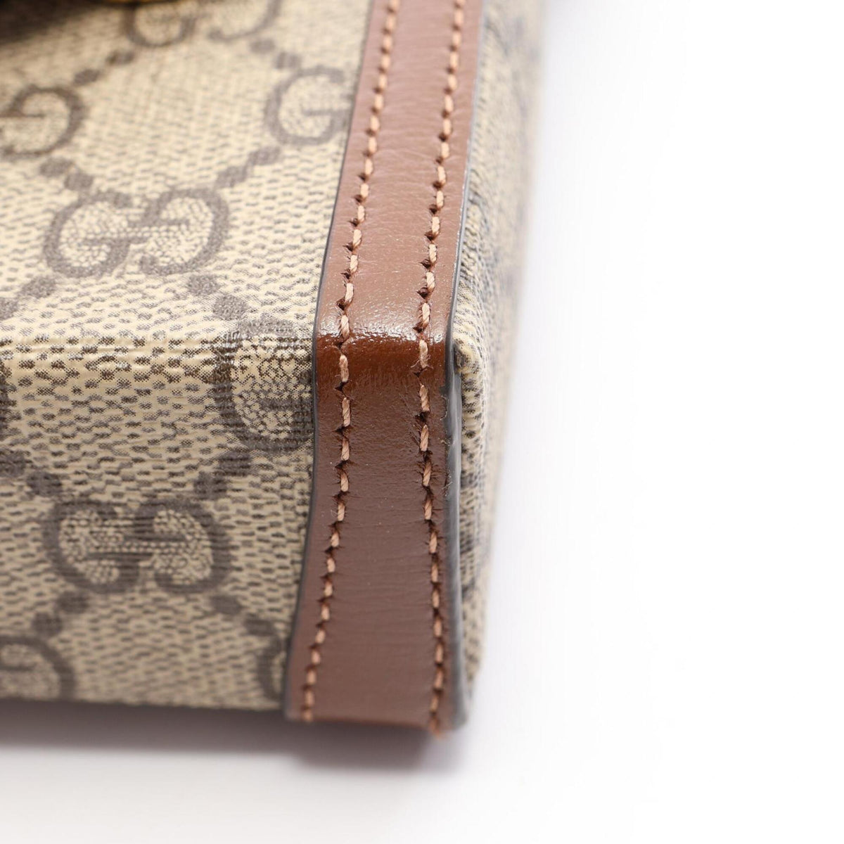 Gucci Beige Brown Coated Canvas Leather Handbag Shoulder Bag (Pre-Owned)