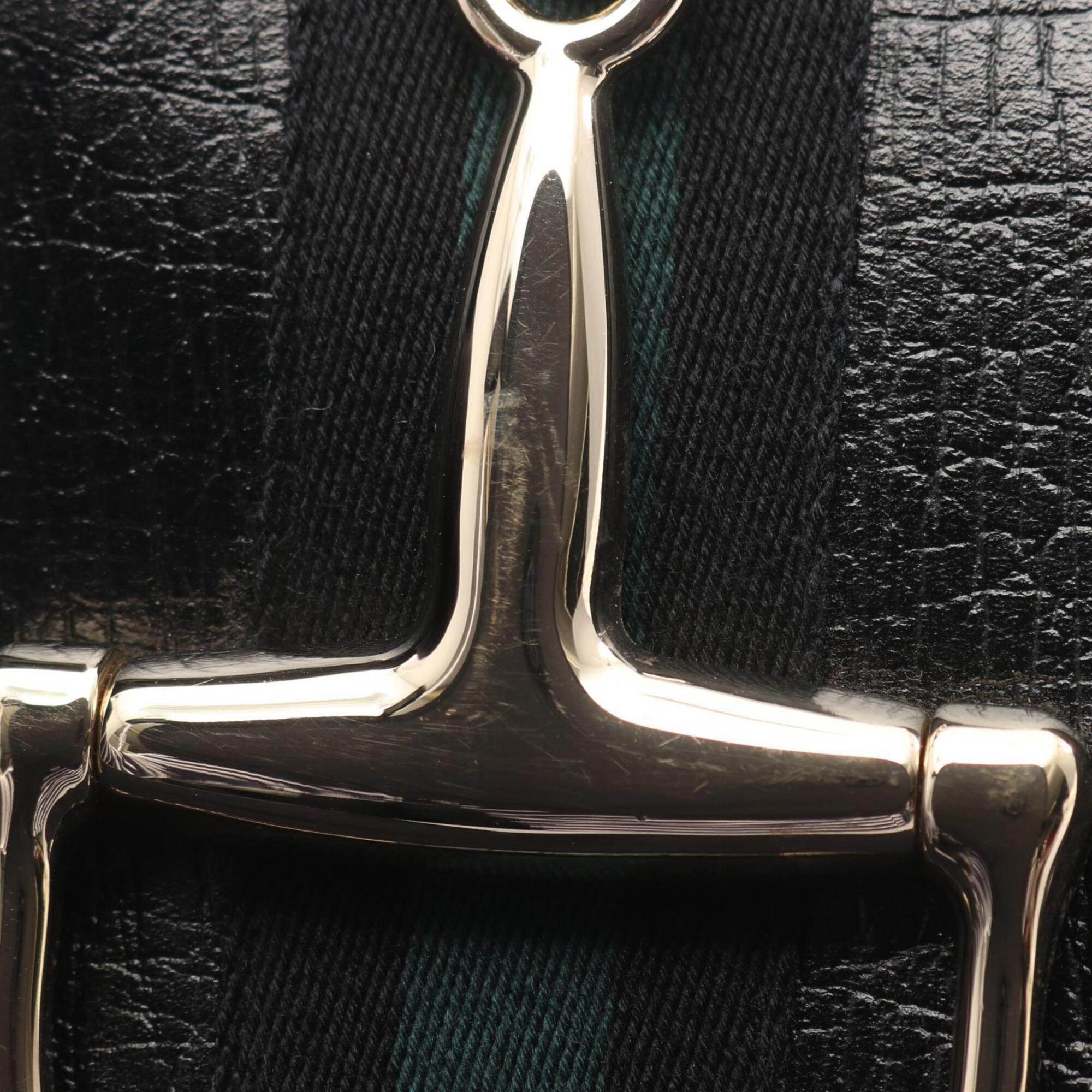 Gucci Black Canvas Leather Handbag Shoulder Bag (Pre-Owned)