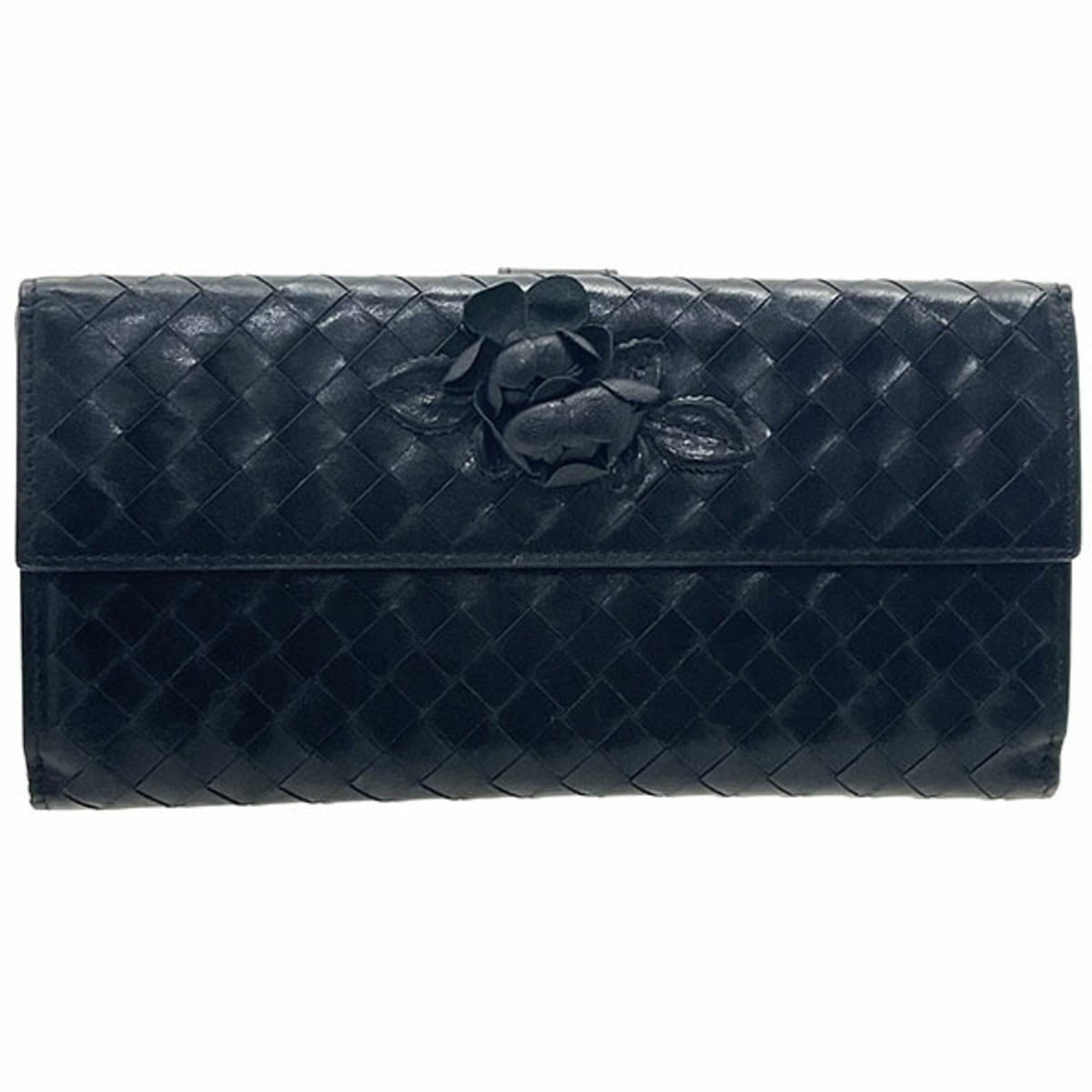 Bottega Veneta Black Leather Long Wallet (Bi-Fold) (Pre-Owned)