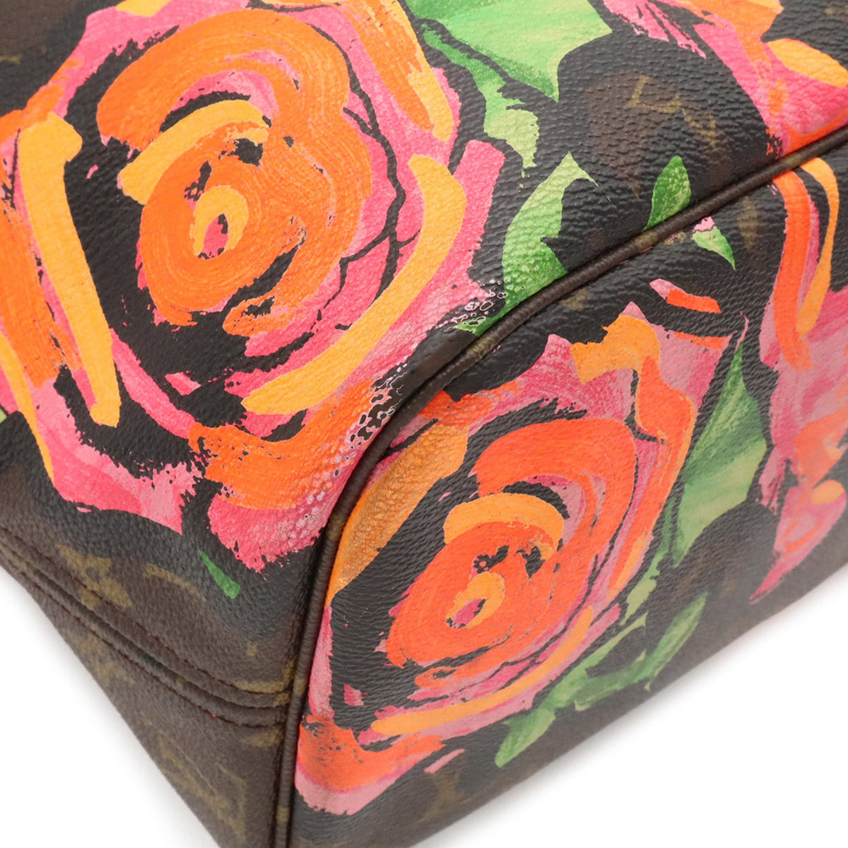 Louis Vuitton Brown Green Orange Pink Monogram Rose Canvas Shoulder Bag Tote Bag (Pre-Owned)