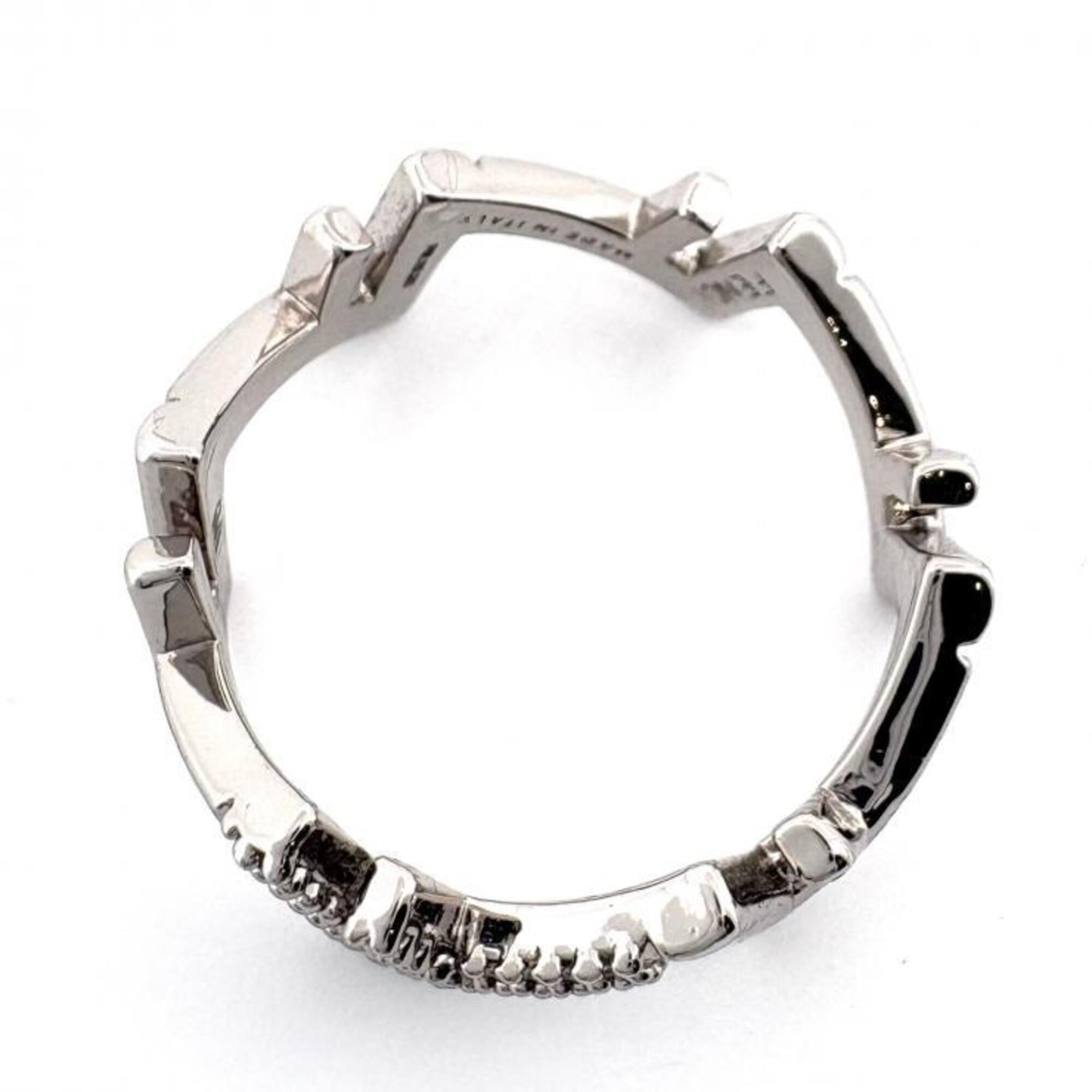Fendi Silver Metal Rhinestone Band Ring (Pre-Owned)