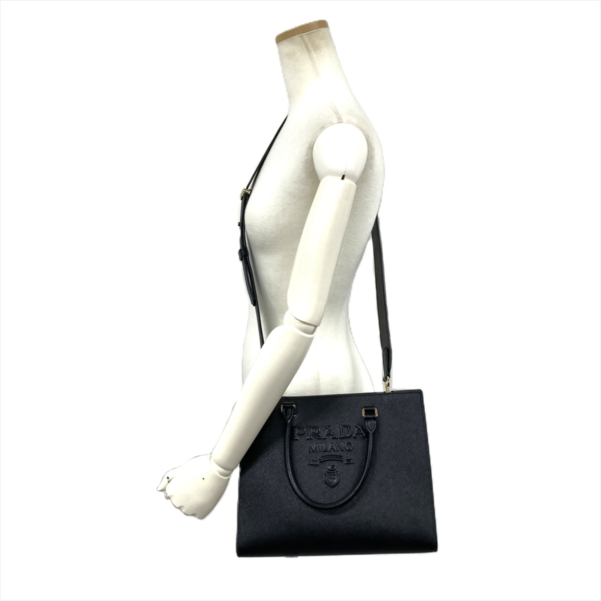 Prada Saffiano Black Saffiano Shoulder Bag (Pre-Owned)