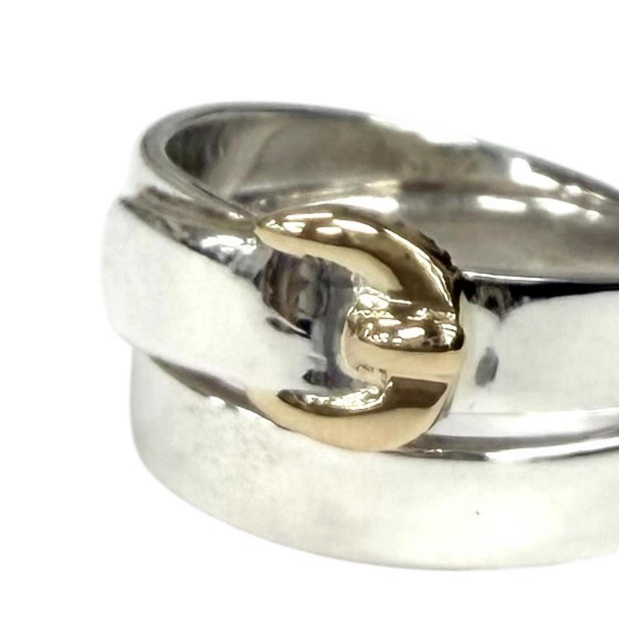 Hermes Gold Silver Band Ring (Pre-Owned)