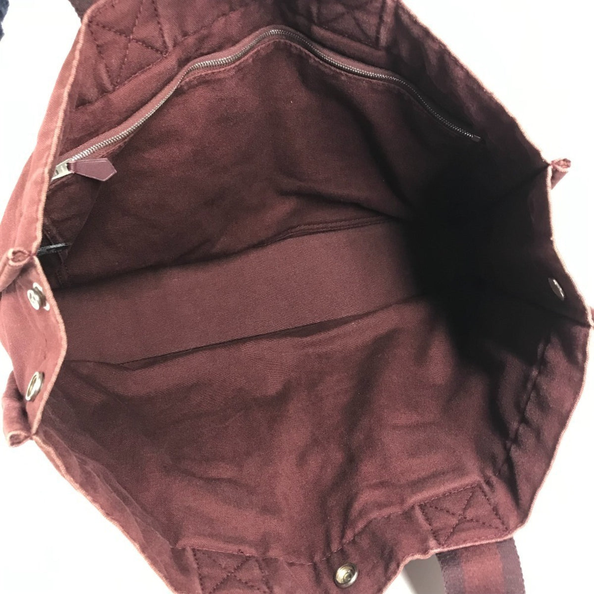 Hermes Red Color Wine Canvas Leather Handbag Tote Bag (Pre-Owned)