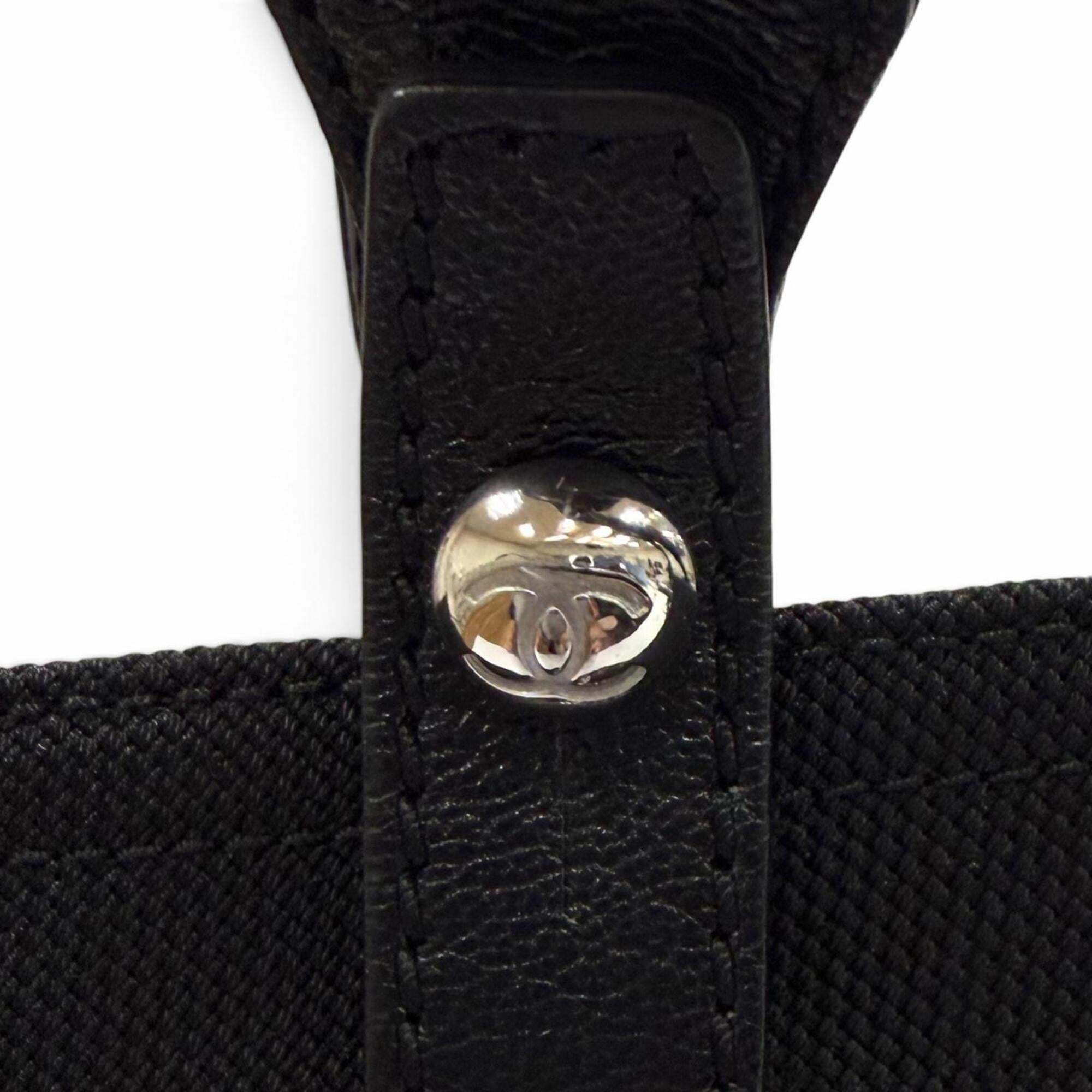 Chanel Black Coated Canvas Leather Tote Bag (Pre-Owned)