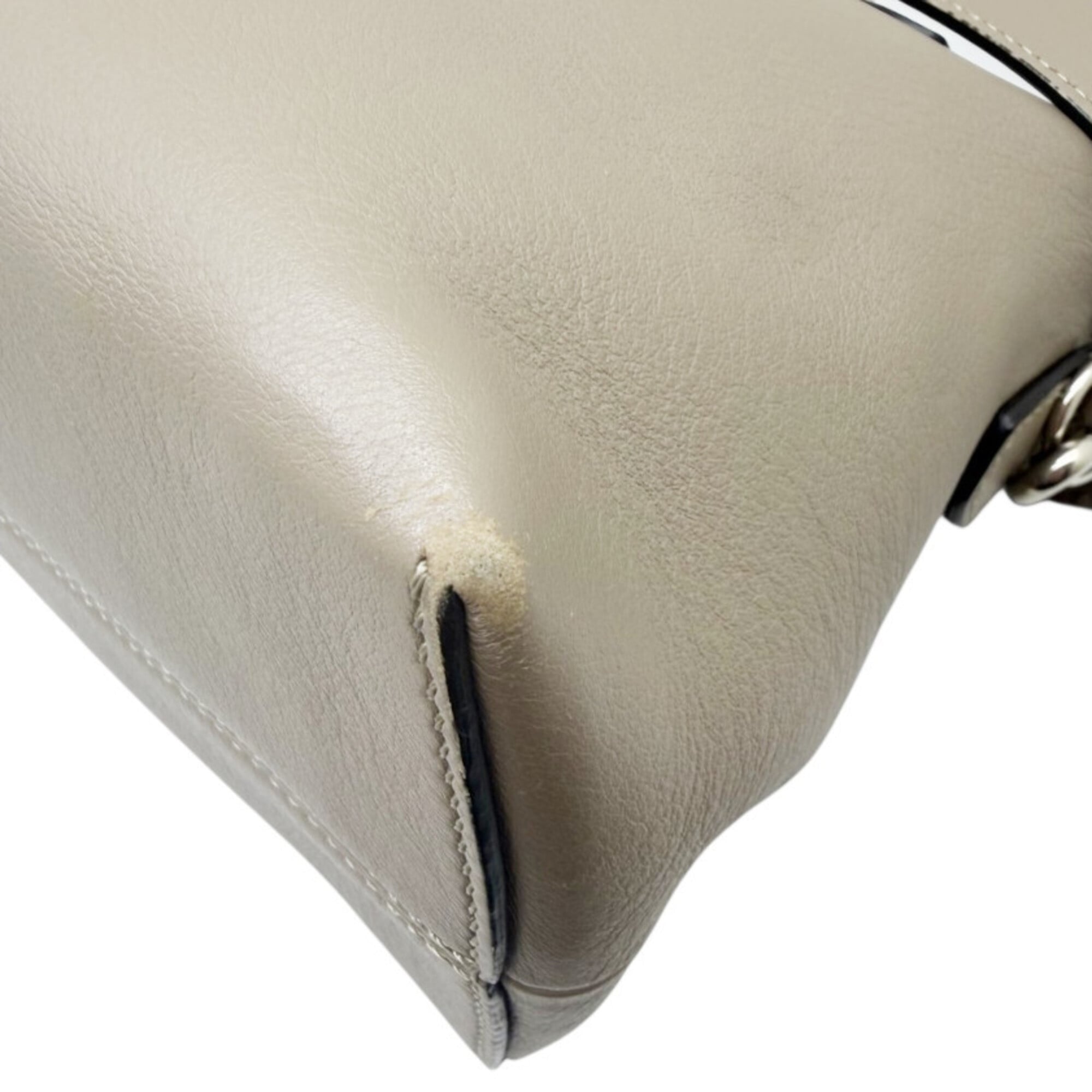Fendi Grayish Leather Shoulder Bag (Pre-Owned)
