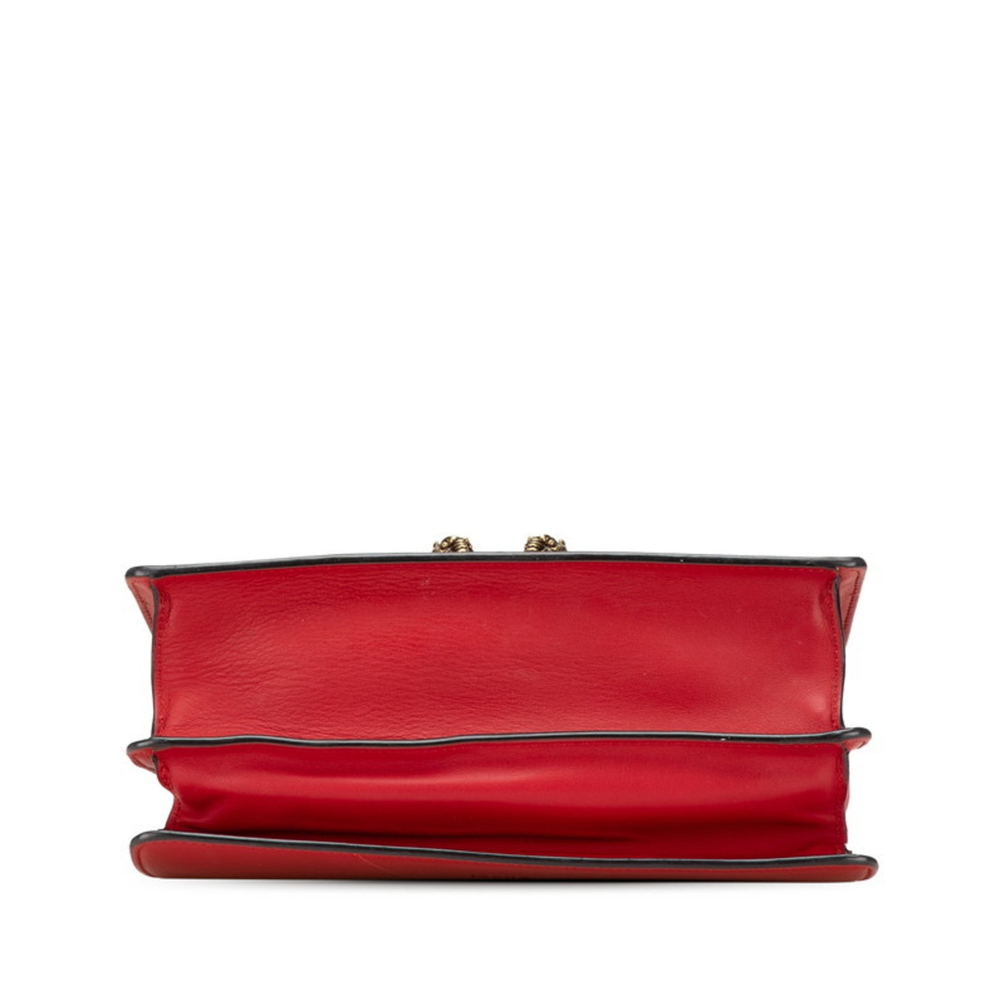 Gucci Red Color Leather Handbag Shoulder Bag (Pre-Owned)